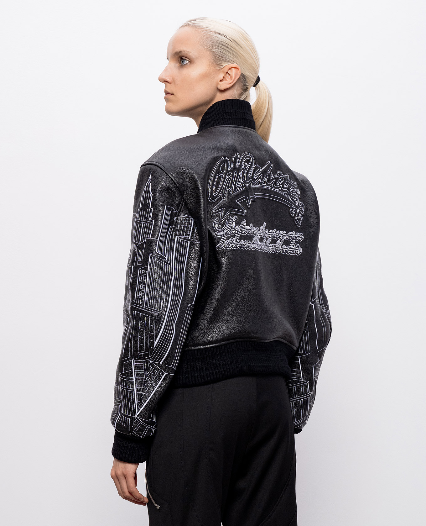 Black leather Eagle Skyline bomber jacket Off-White
Black leather Eagle Skyline bomber jacket Off-White