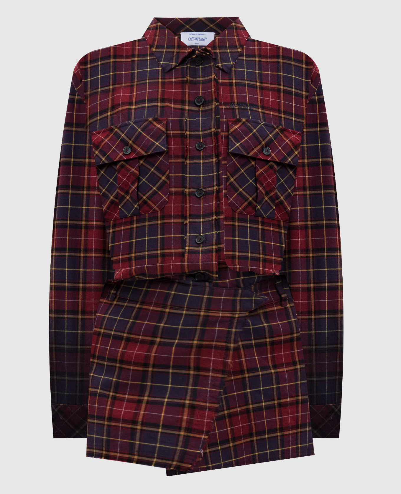 Burgundy check shirt dress with logo Off-White
Burgundy check shirt dress with logo Off-White