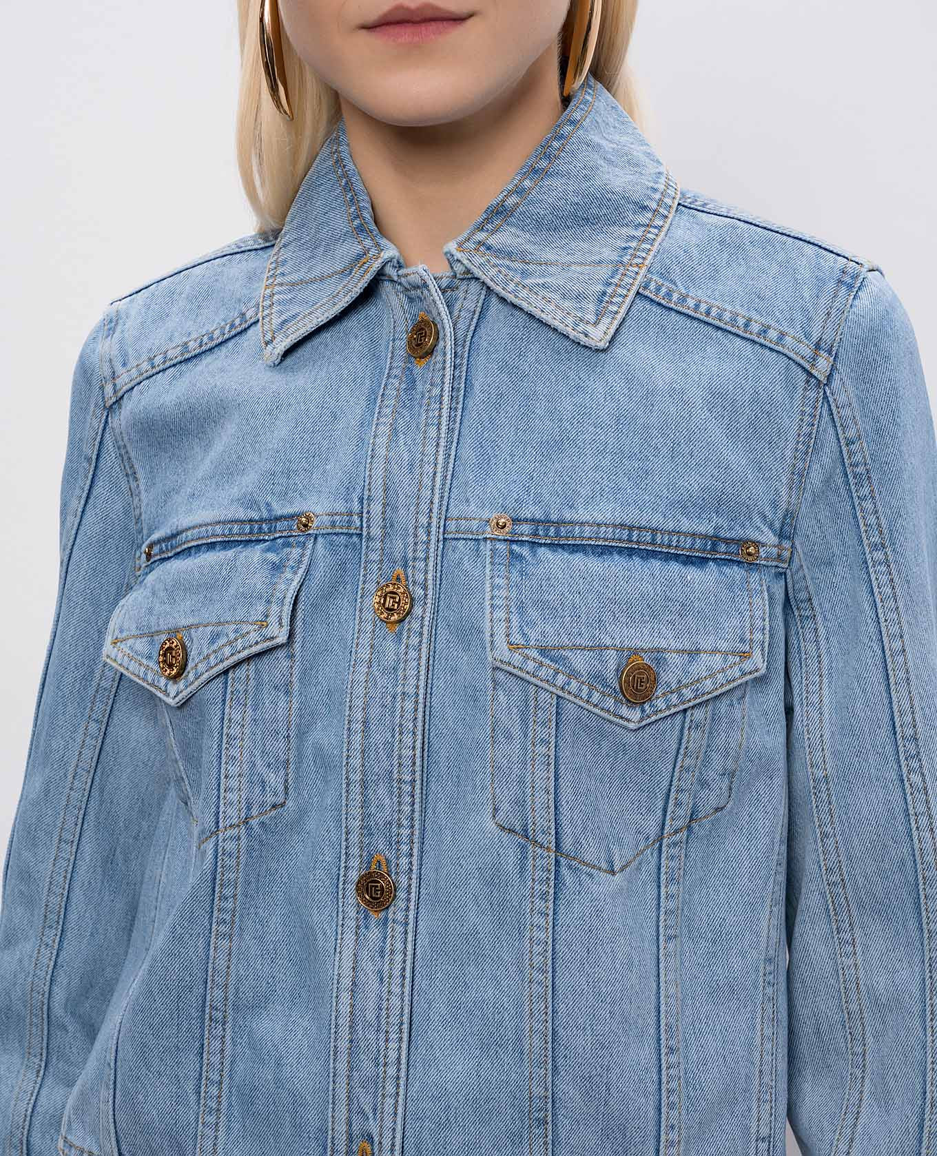Blue cropped denim jacket Balmain, Light blue
Blue cropped denim jacket Balmain, Light blue