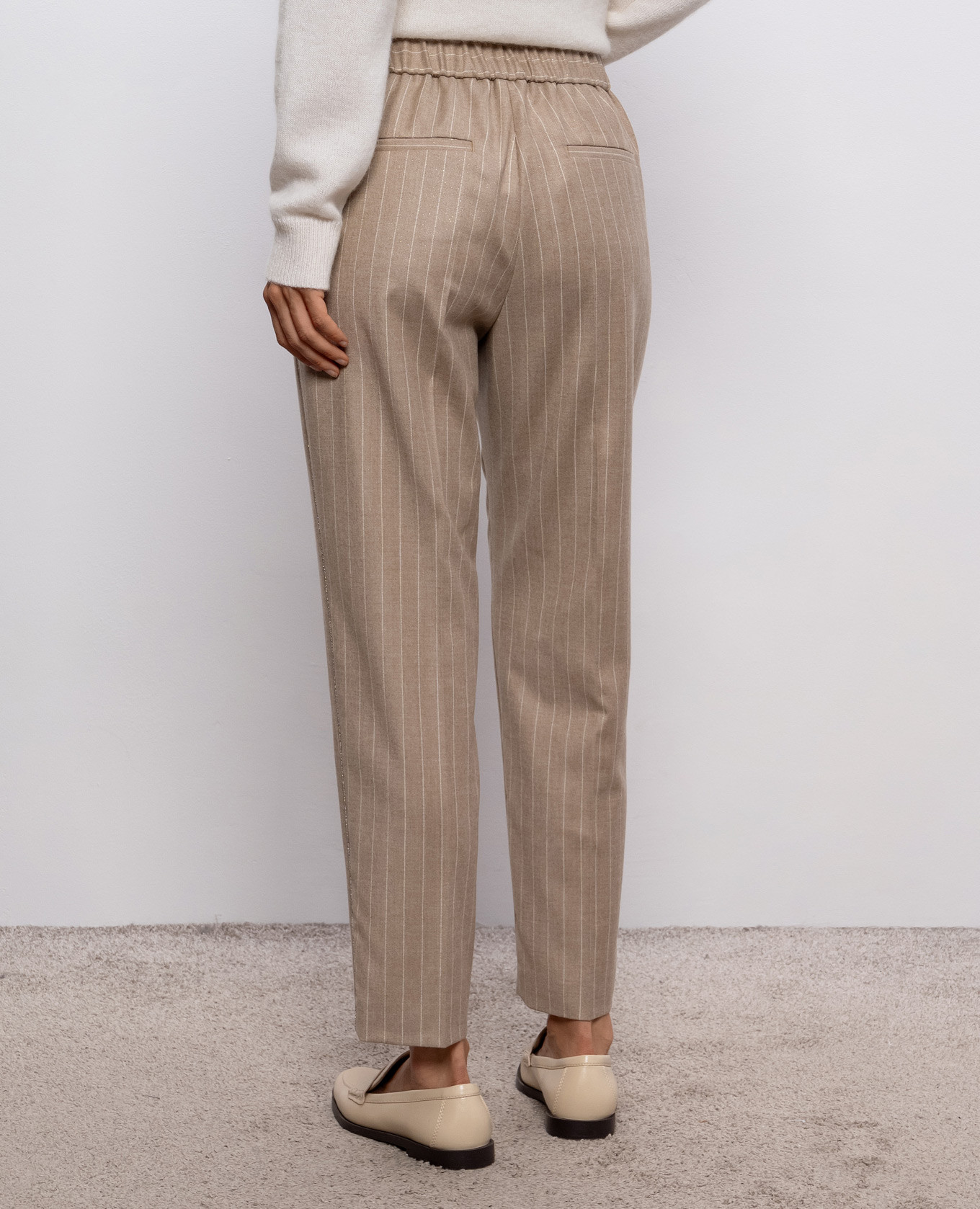 Brown striped wool pants with monil chain Peserico
Brown striped wool pants with monil chain Peserico