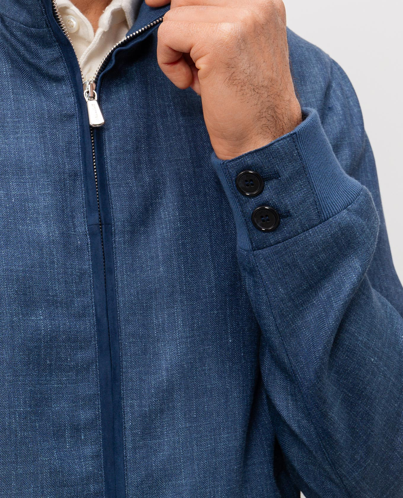 Blue wool, silk and linen jacket Enrico Mandelli
Blue wool, silk and linen jacket Enrico Mandelli