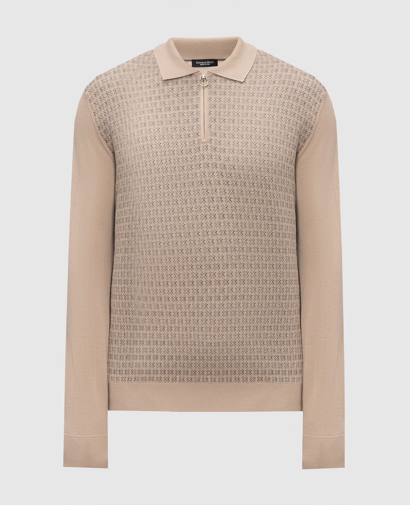Beige wool and silk patterned polo shirt Stefano Ricci
Beige wool and silk patterned polo shirt Stefano Ricci
