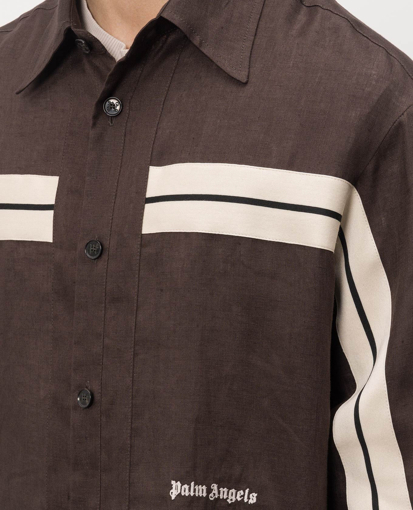 Brown linen shirt with logo embroidery Palm Angels
Brown linen shirt with logo embroidery Palm Angels