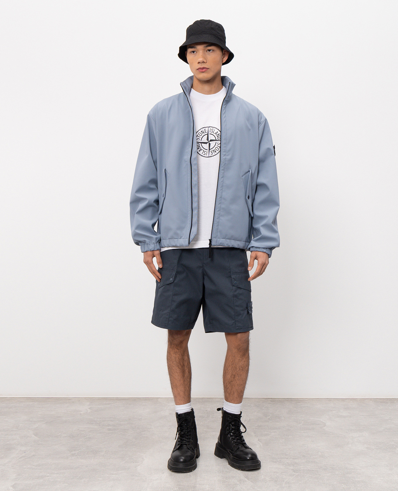 Blue jacket with logo patch Stone Island, Light blue
Blue jacket with logo patch Stone Island, Light blue