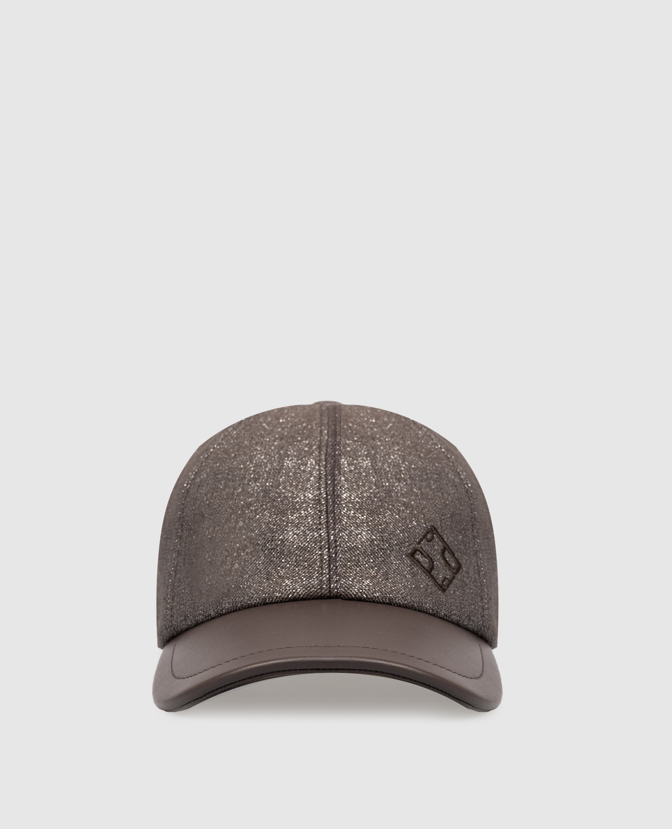 Brown combination cap with monogram Peserico
Brown combination cap with monogram Peserico