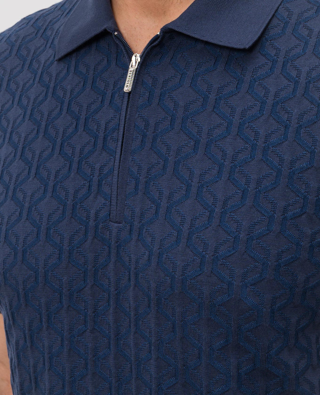 Blue polo shirt with patterned silk Bertolo Cashmere
Blue polo shirt with patterned silk Bertolo Cashmere