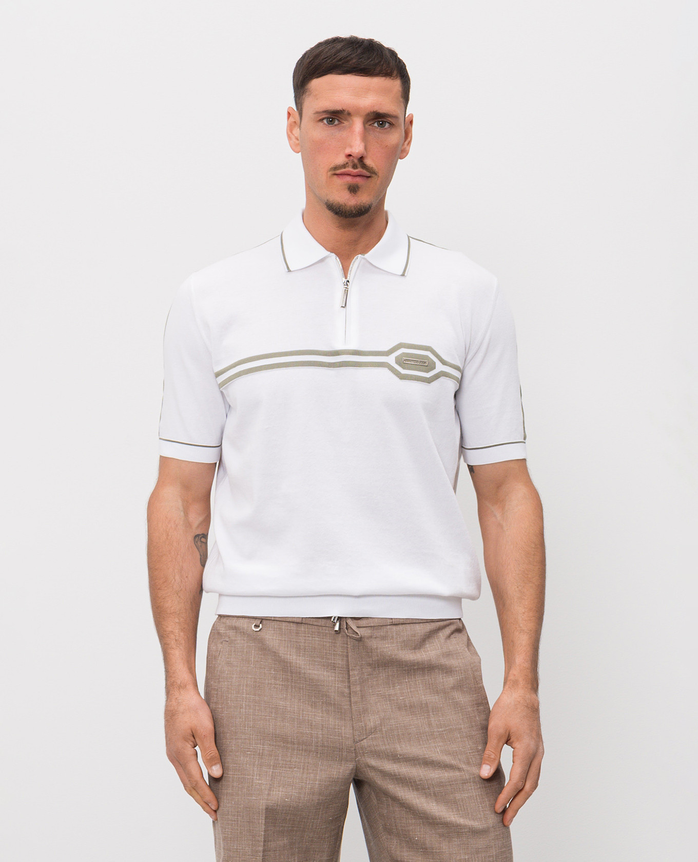 White silk polo with contrast stripes Stefano Ricci
White silk polo with contrast stripes Stefano Ricci
