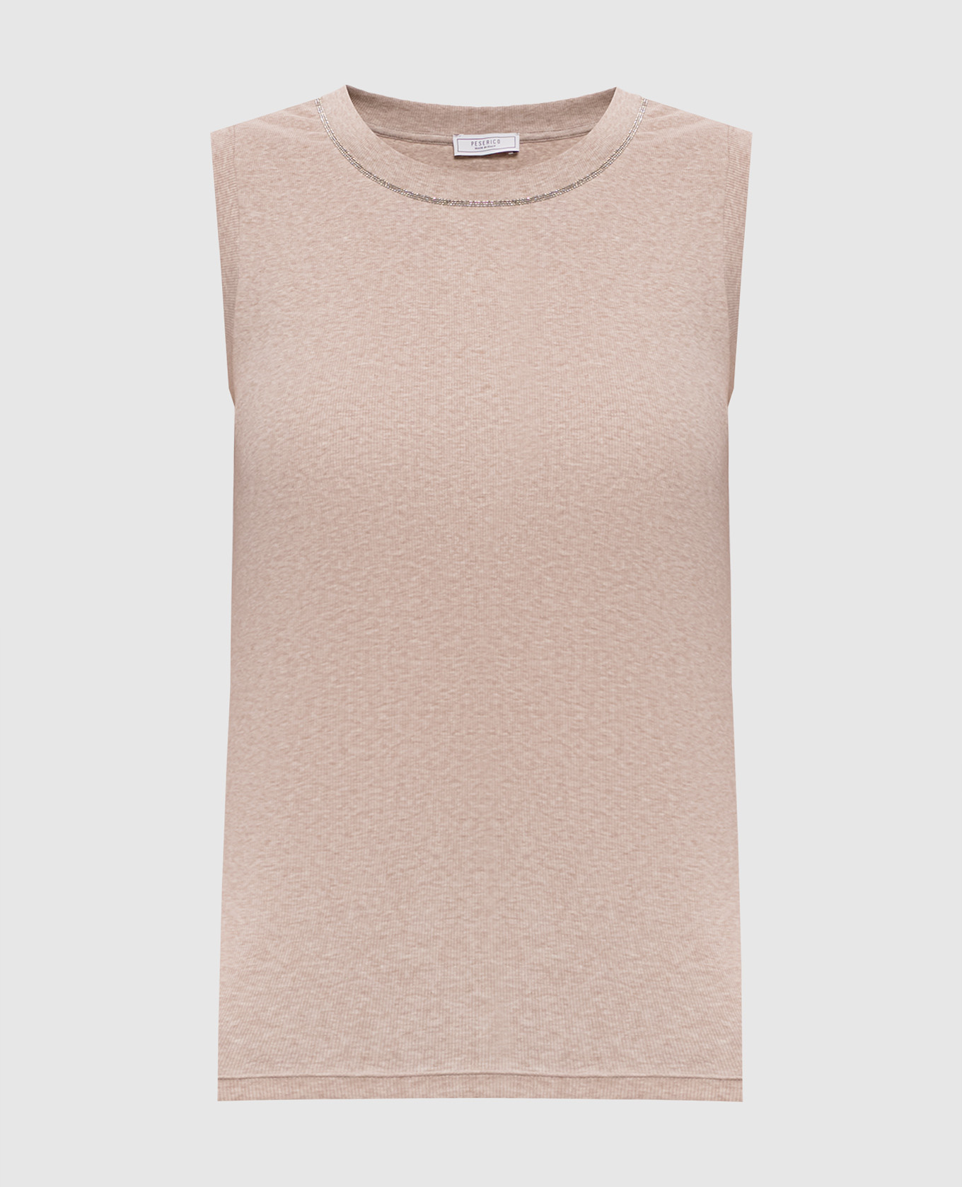Beige melange ribbed top with chain Peserico
Beige melange ribbed top with chain Peserico