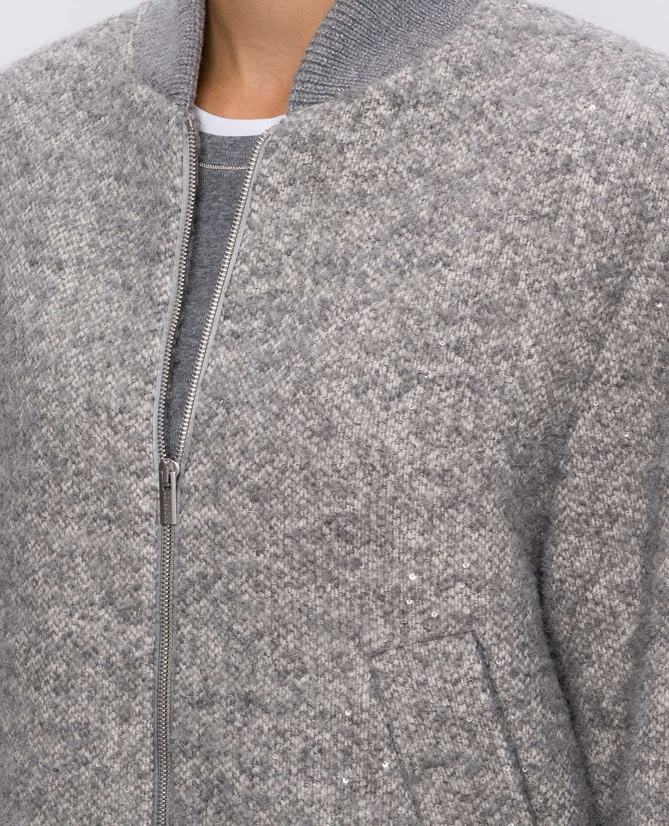 Grey wool bomber jacket with sequins Peserico
Grey wool bomber jacket with sequins Peserico