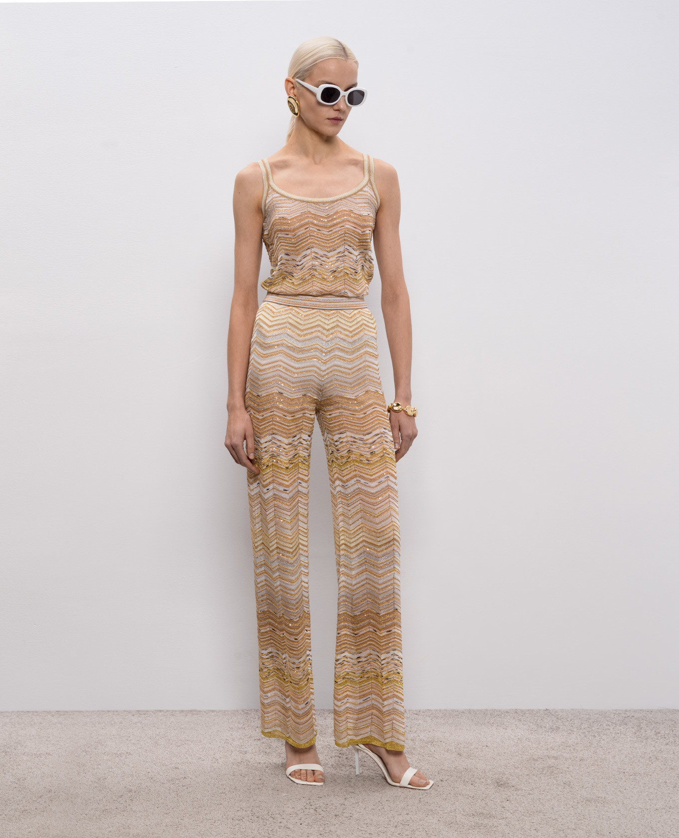 Beige Chevron Lamé Patterned Top Missoni
Beige Chevron Lamé Patterned Top Missoni