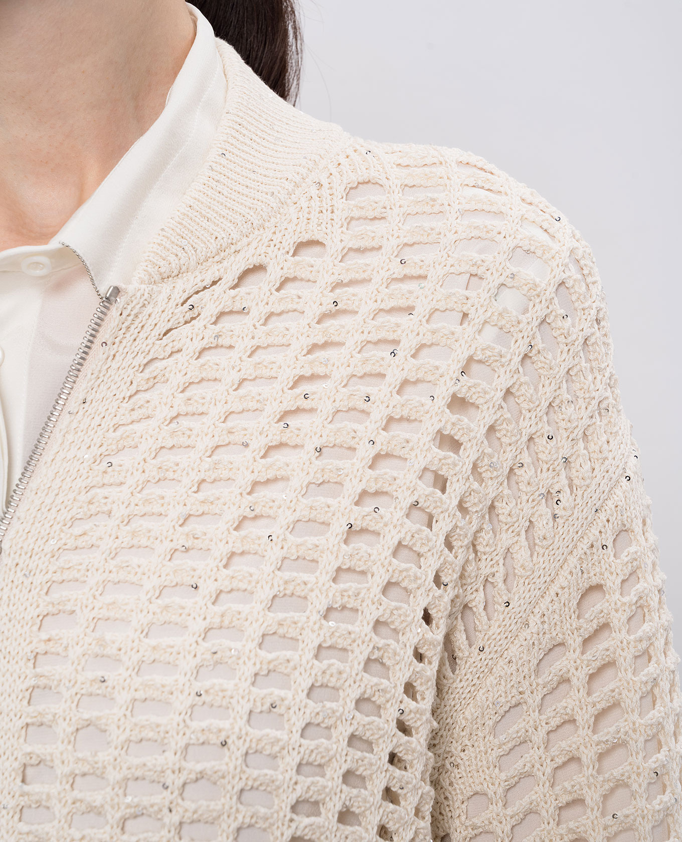 Beige openwork cardigan with sequins Peserico
Beige openwork cardigan with sequins Peserico