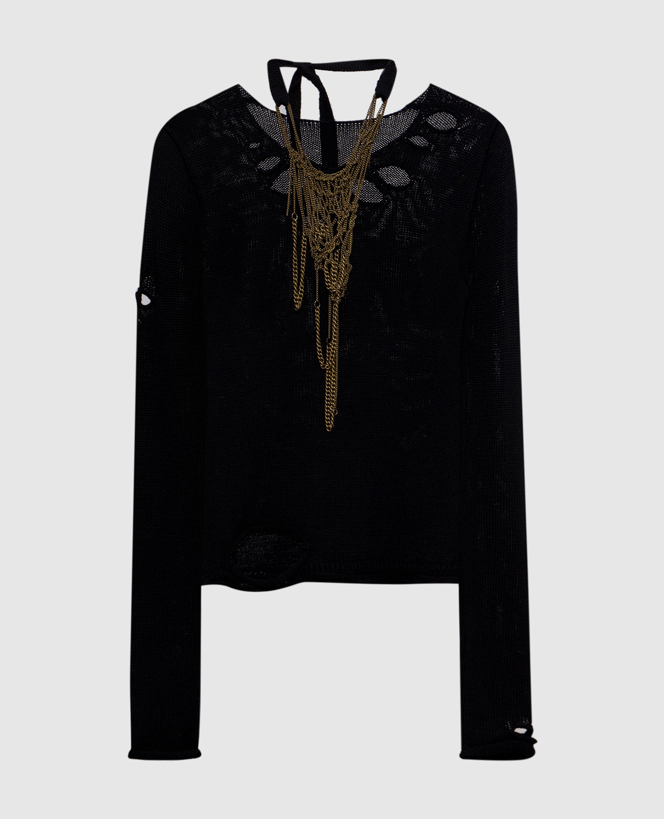 Black merino wool jumper with chain Masnada
Black merino wool jumper with chain Masnada