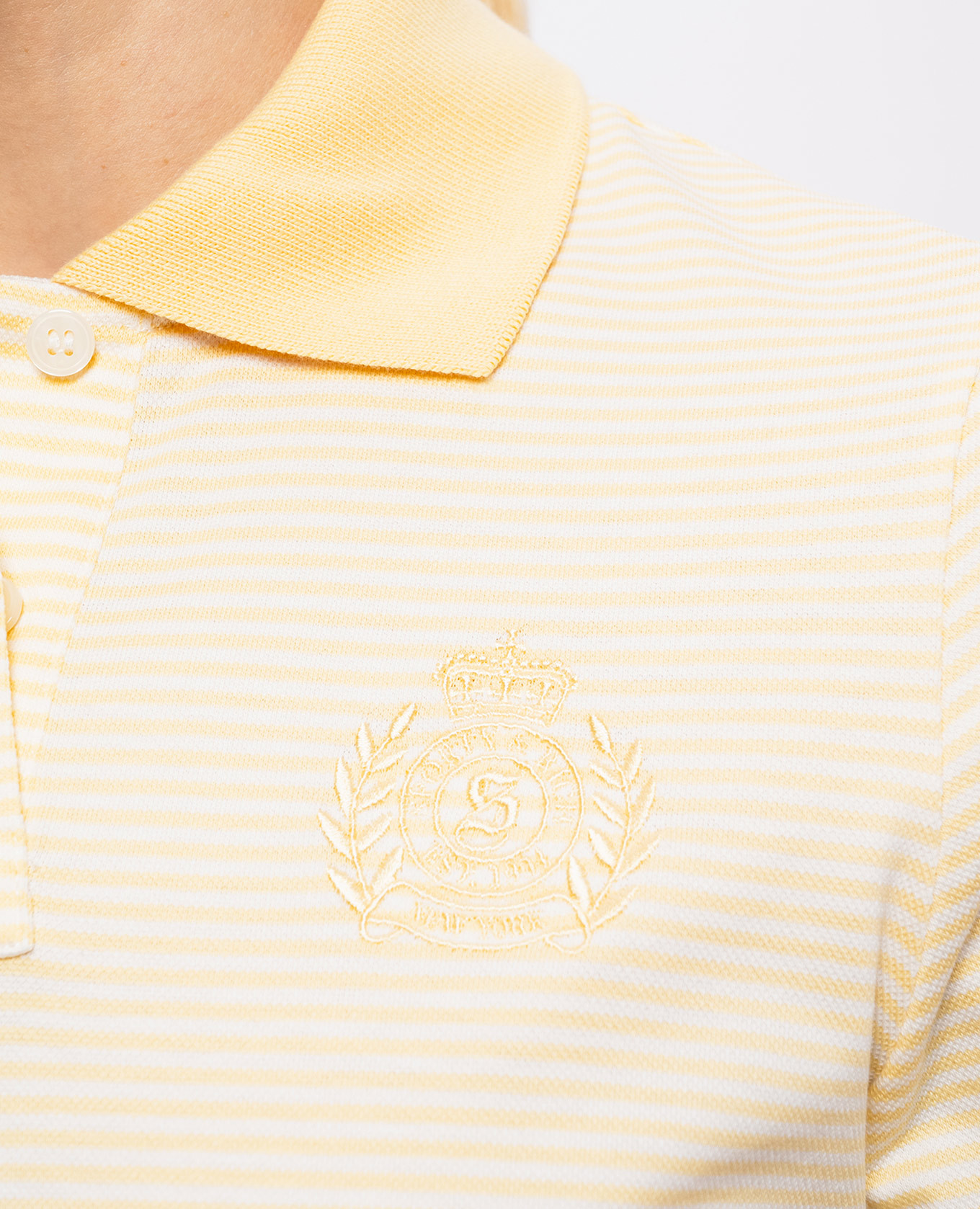 NY Crest Prep Yellow Striped Polo with Embroidered Emblem Sporty & Rich
NY Crest Prep Yellow Striped Polo with Embroidered Emblem Sporty & Rich