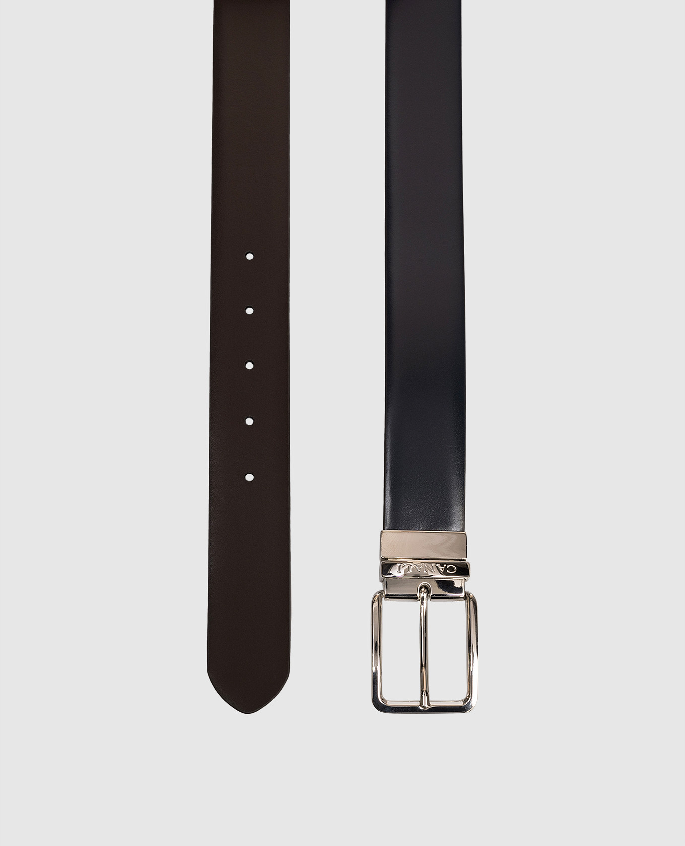 Leather reversible belt with logo Canali, Blue
Leather reversible belt with logo Canali, Blue