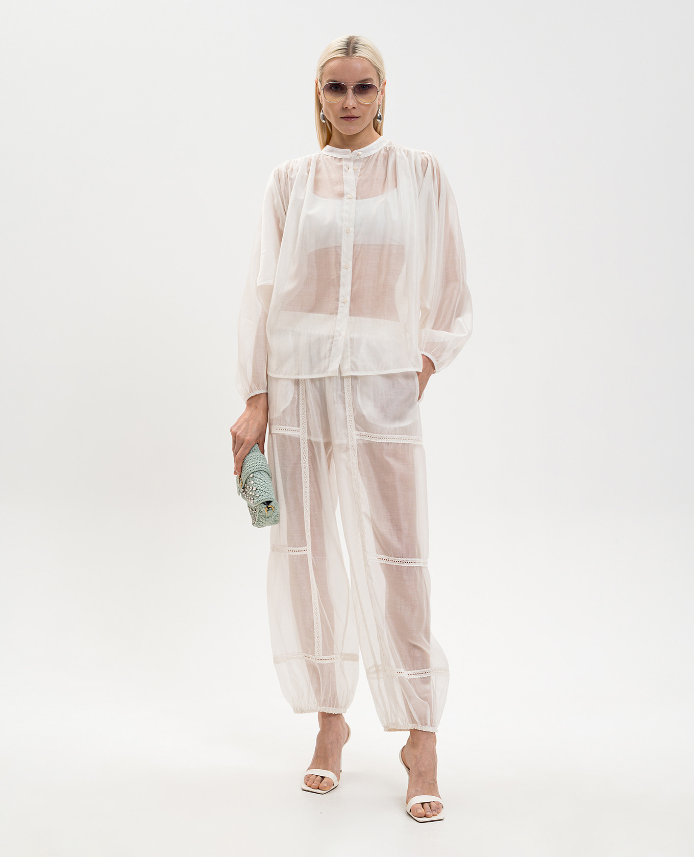 White joggers with lace Twinset
White joggers with lace Twinset