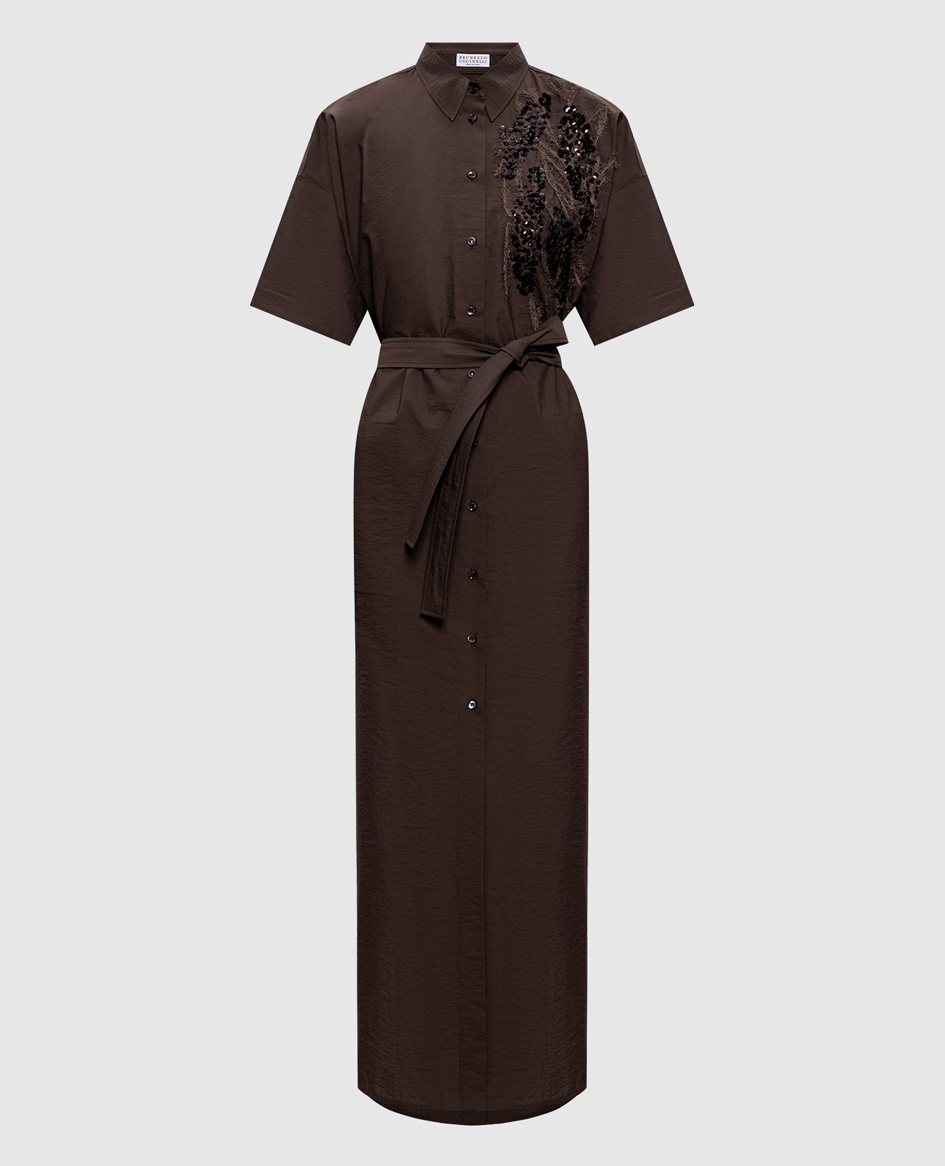 Brown shirt dress with sequin embroidery Brunello Cucinelli
Brown shirt dress with sequin embroidery Brunello Cucinelli