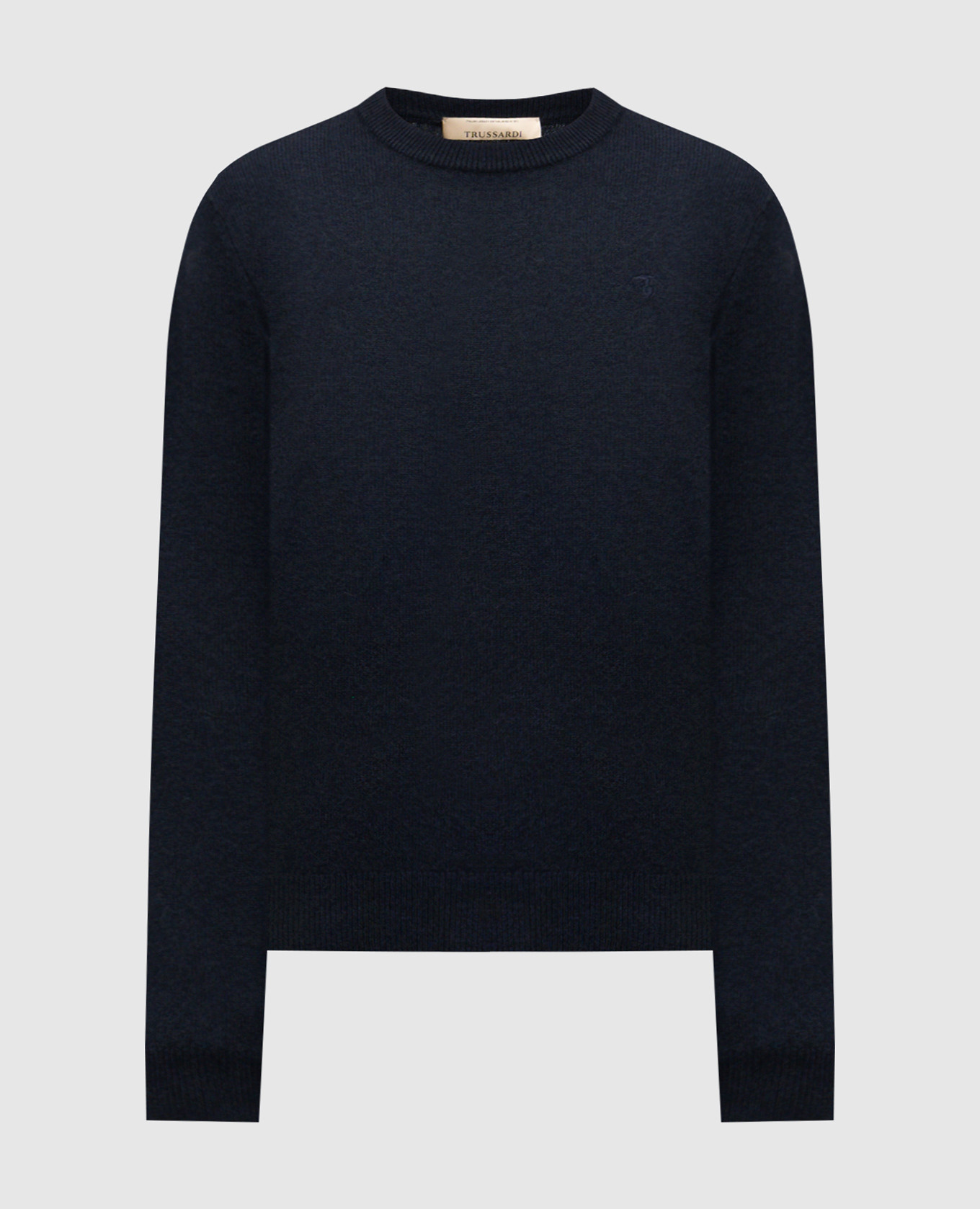 Blue cashmere jumper with emblem Trussardi
Blue cashmere jumper with emblem Trussardi