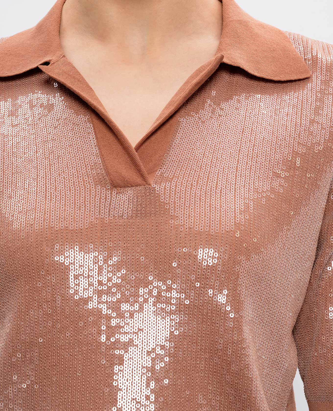 Brown polo with sequins Twinset
Brown polo with sequins Twinset