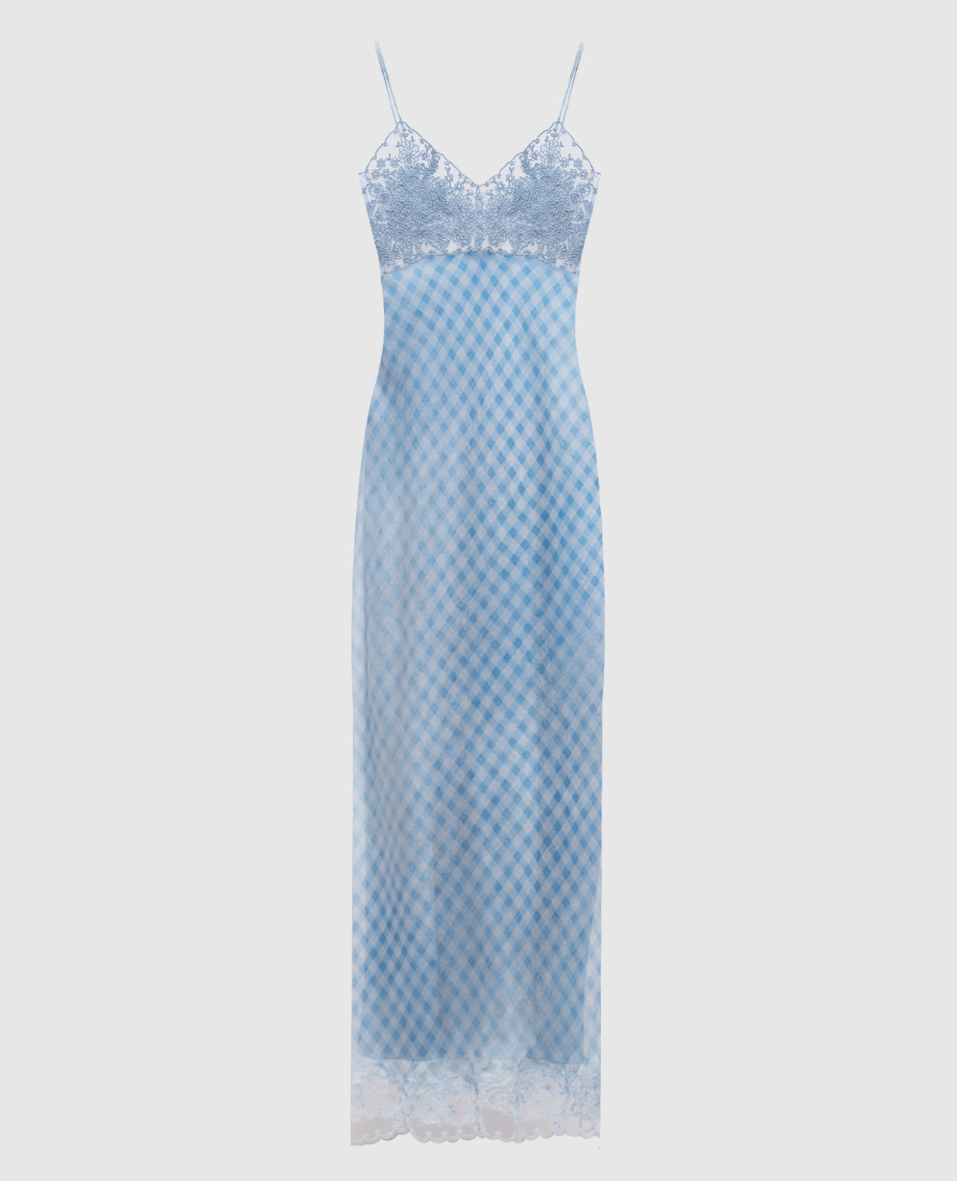 Blue silk check dress with lace Ermanno Scervino, Light blue
Blue silk check dress with lace Ermanno Scervino, Light blue