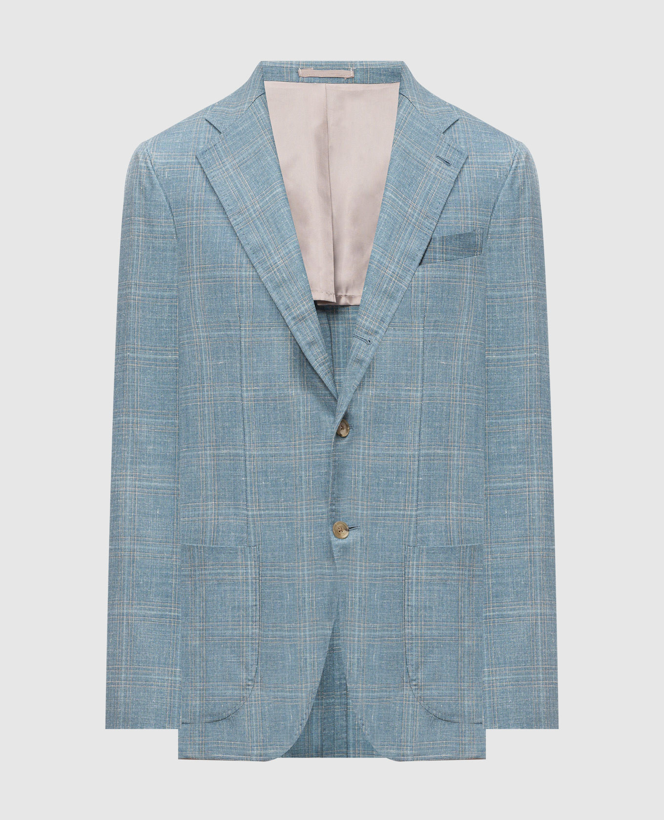 Turquoise checked wool, silk and linen blazer Pini Parma, Green
Turquoise checked wool, silk and linen blazer Pini Parma, Green