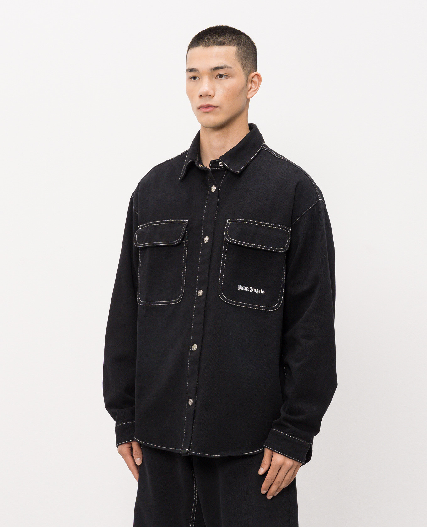 Black denim shirt with logo embroidery Palm Angels
Black denim shirt with logo embroidery Palm Angels