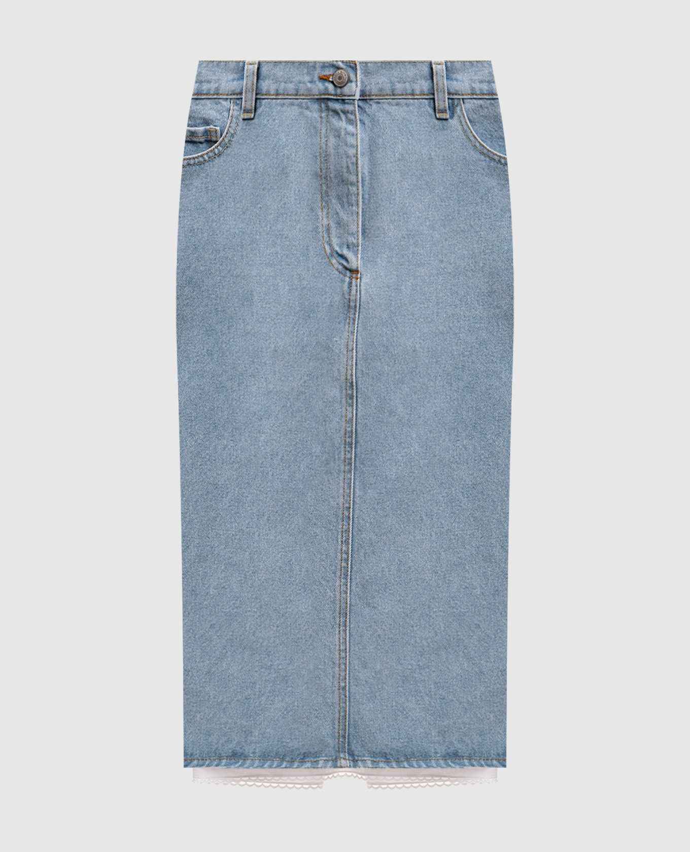 Blue denim skirt with logo patch Magda Butrym, Light blue
Blue denim skirt with logo patch Magda Butrym, Light blue