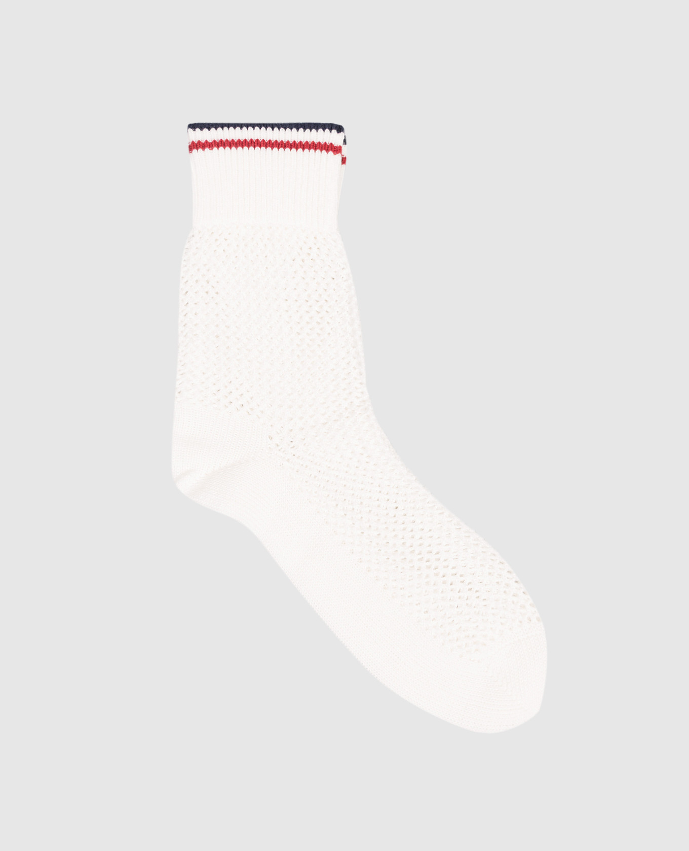 White socks with an openwork pattern and contrasting stripes Brunello Cucinelli
White socks with an openwork pattern and contrasting stripes Brunello Cucinelli