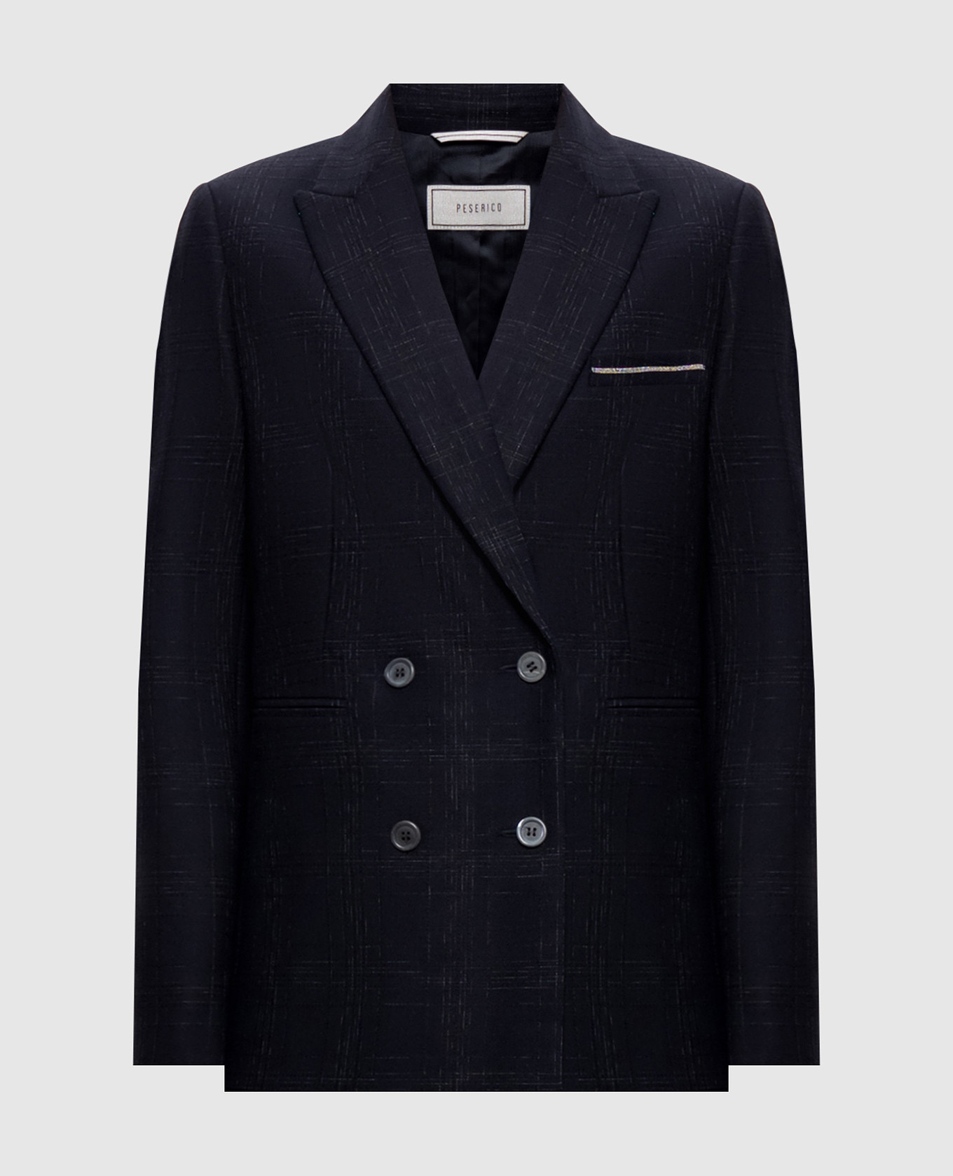 Blue double-breasted checked wool jacket Peserico
Blue double-breasted checked wool jacket Peserico