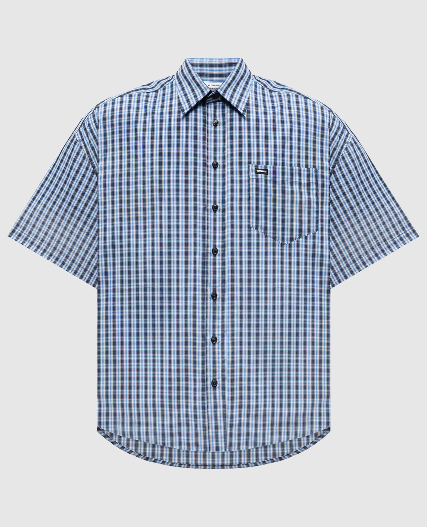 Checked shirt with logo patch Vetements, Light blue
Checked shirt with logo patch Vetements, Light blue