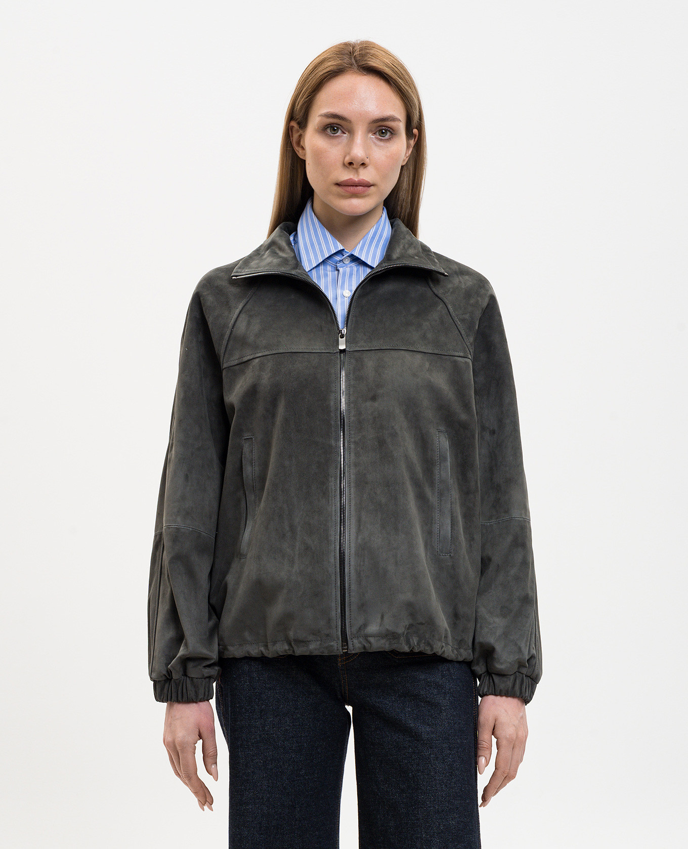 Grey straight-cut suede jacket Babe Pay Pls
Grey straight-cut suede jacket Babe Pay Pls