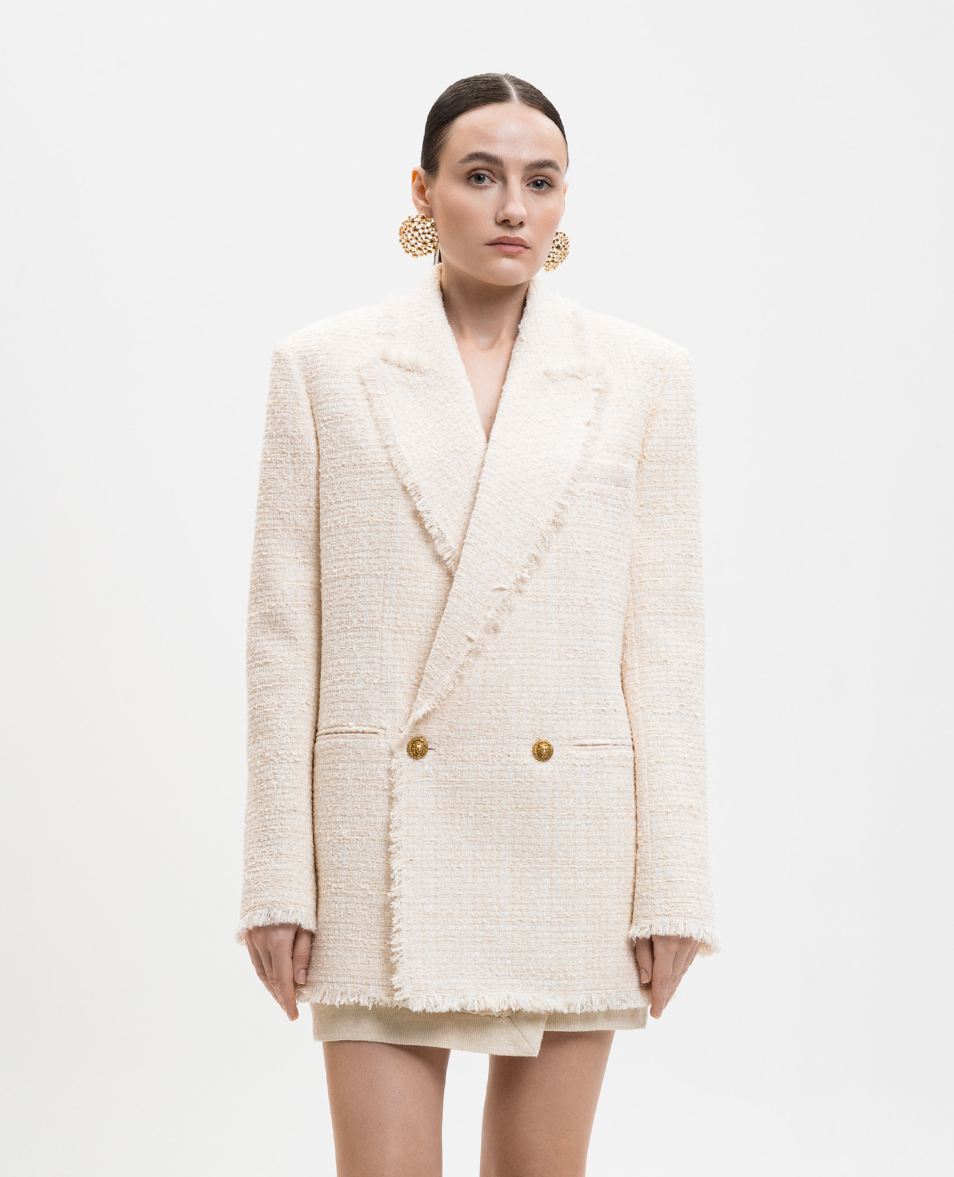 Ivory double-breasted tweed jacket with wool Balmain, Beige
Ivory double-breasted tweed jacket with wool Balmain, Beige