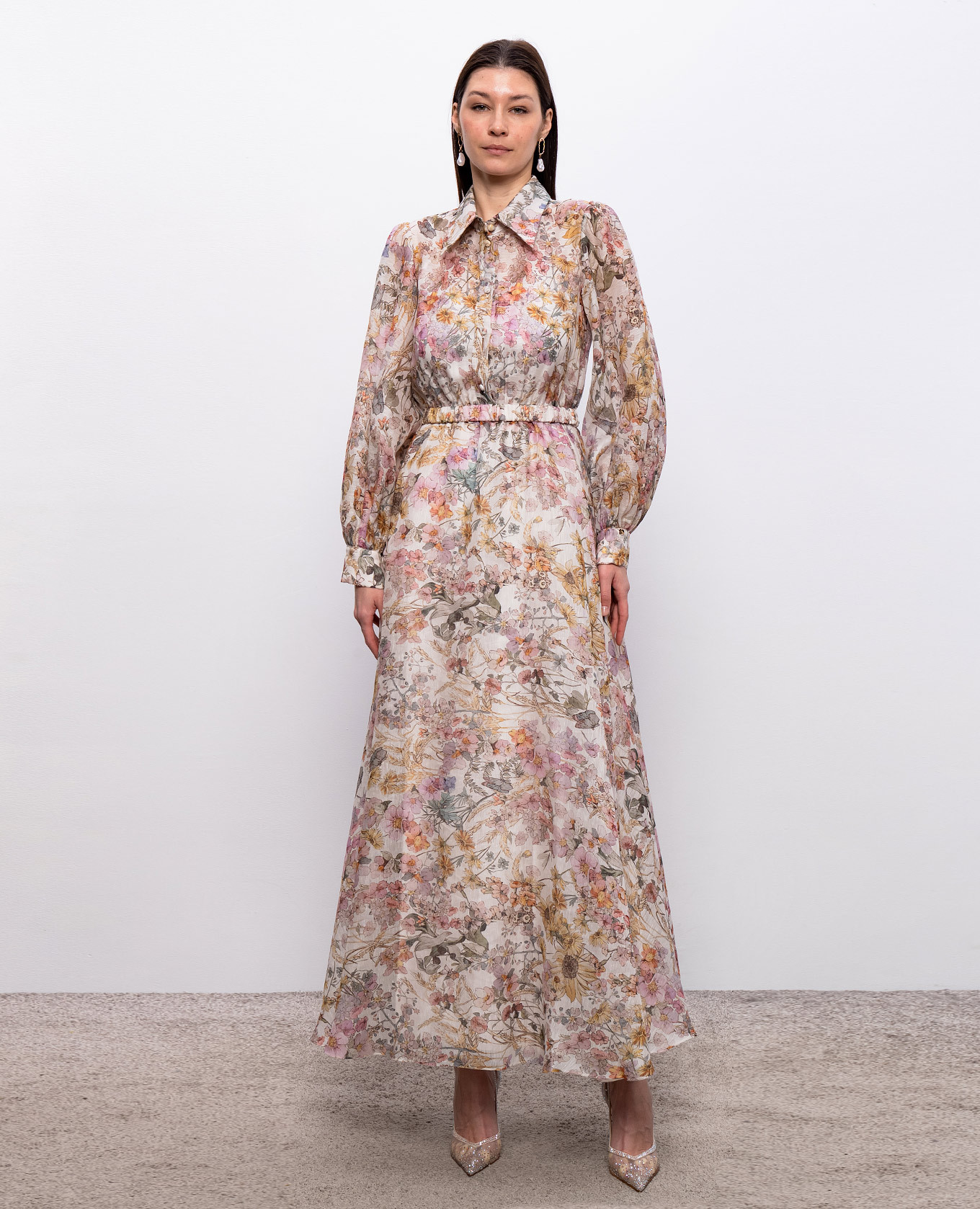 Beige linen and silk dress with floral print Nissa
Beige linen and silk dress with floral print Nissa