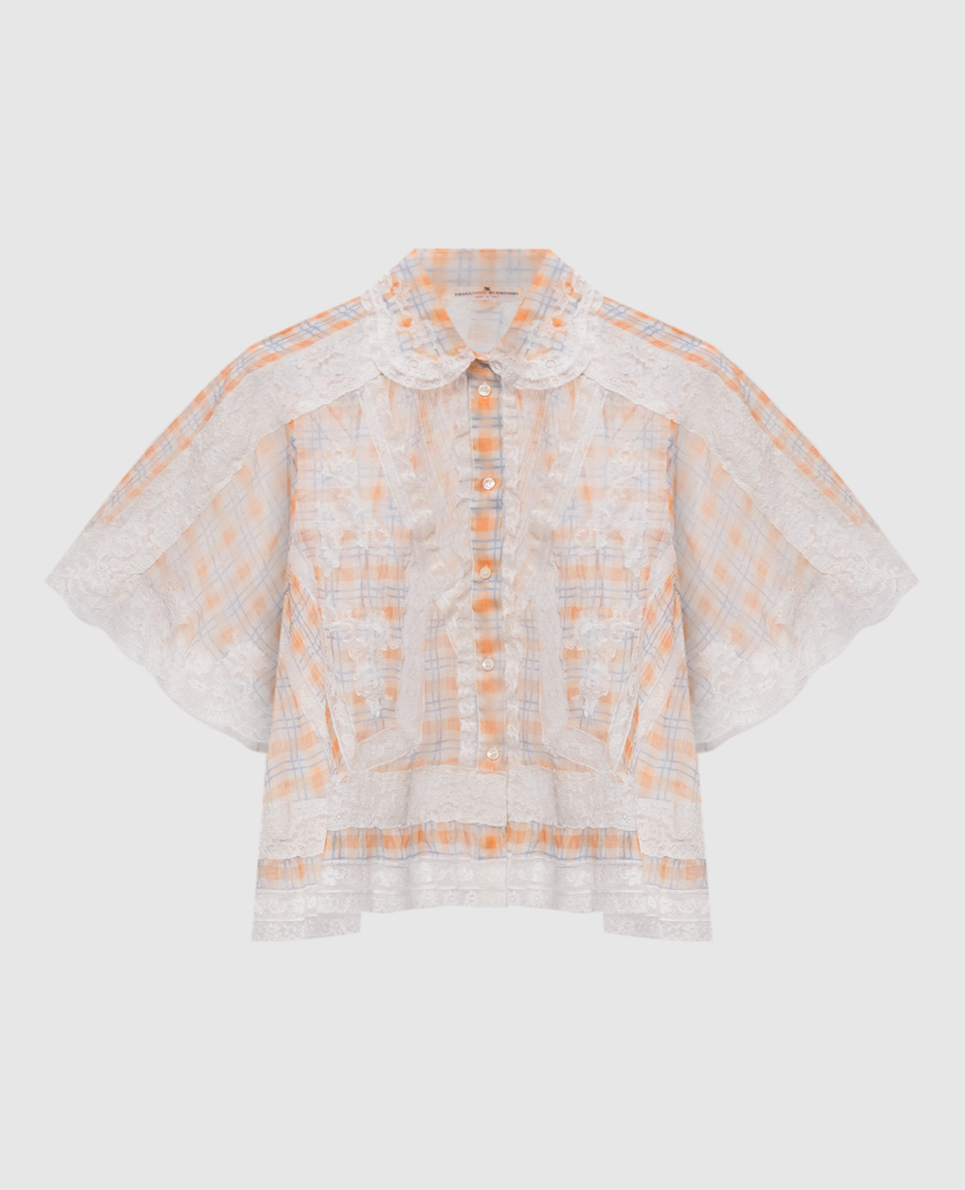 Checked silk blouse Ermanno Scervino, Orange
Checked silk blouse Ermanno Scervino, Orange