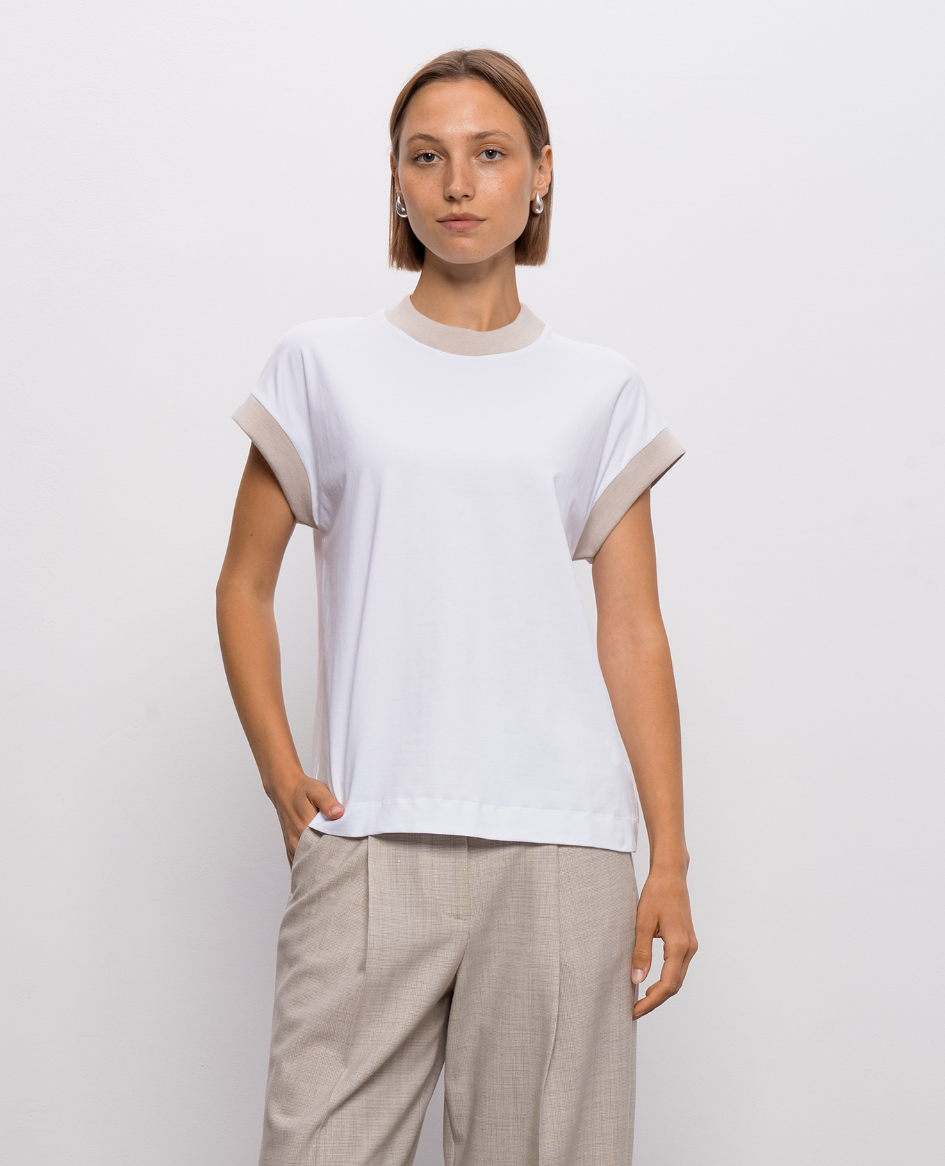 White T-shirt with cuffs Peserico
White T-shirt with cuffs Peserico
