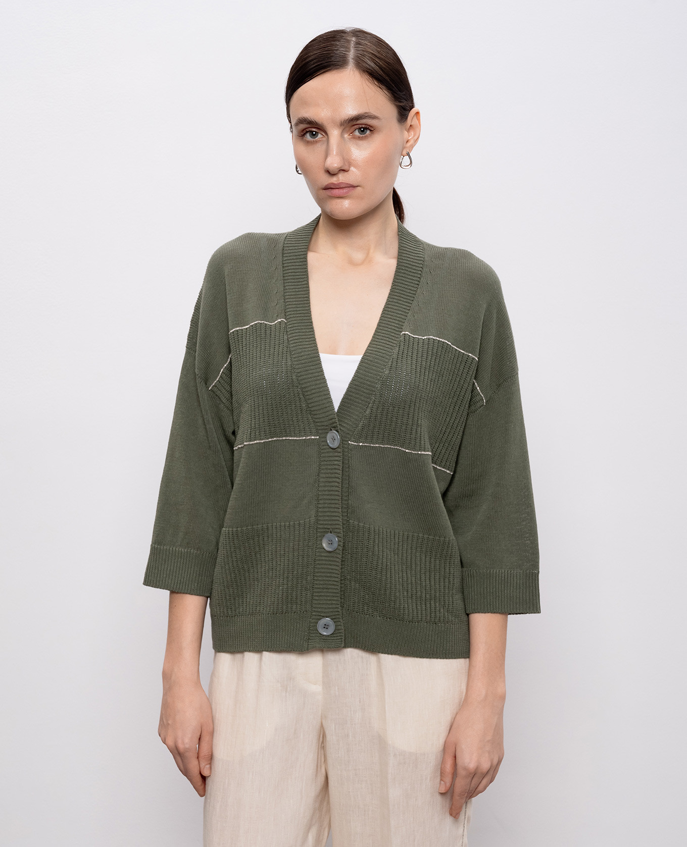 Green cardigan with linen Peserico
Green cardigan with linen Peserico
