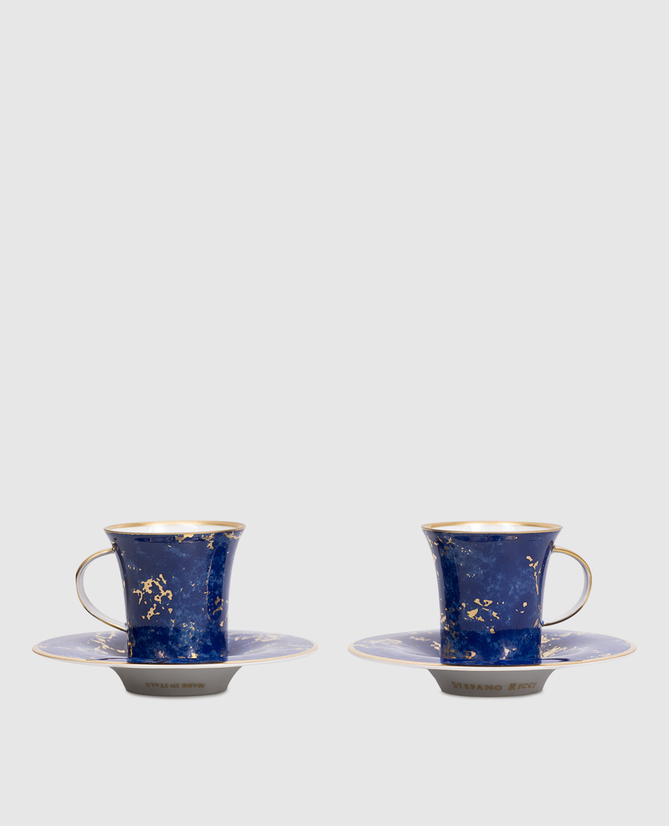 Set of porcelain coffee cups with printed saucers Stefano Ricci, Blue
Set of porcelain coffee cups with printed saucers Stefano Ricci, Blue