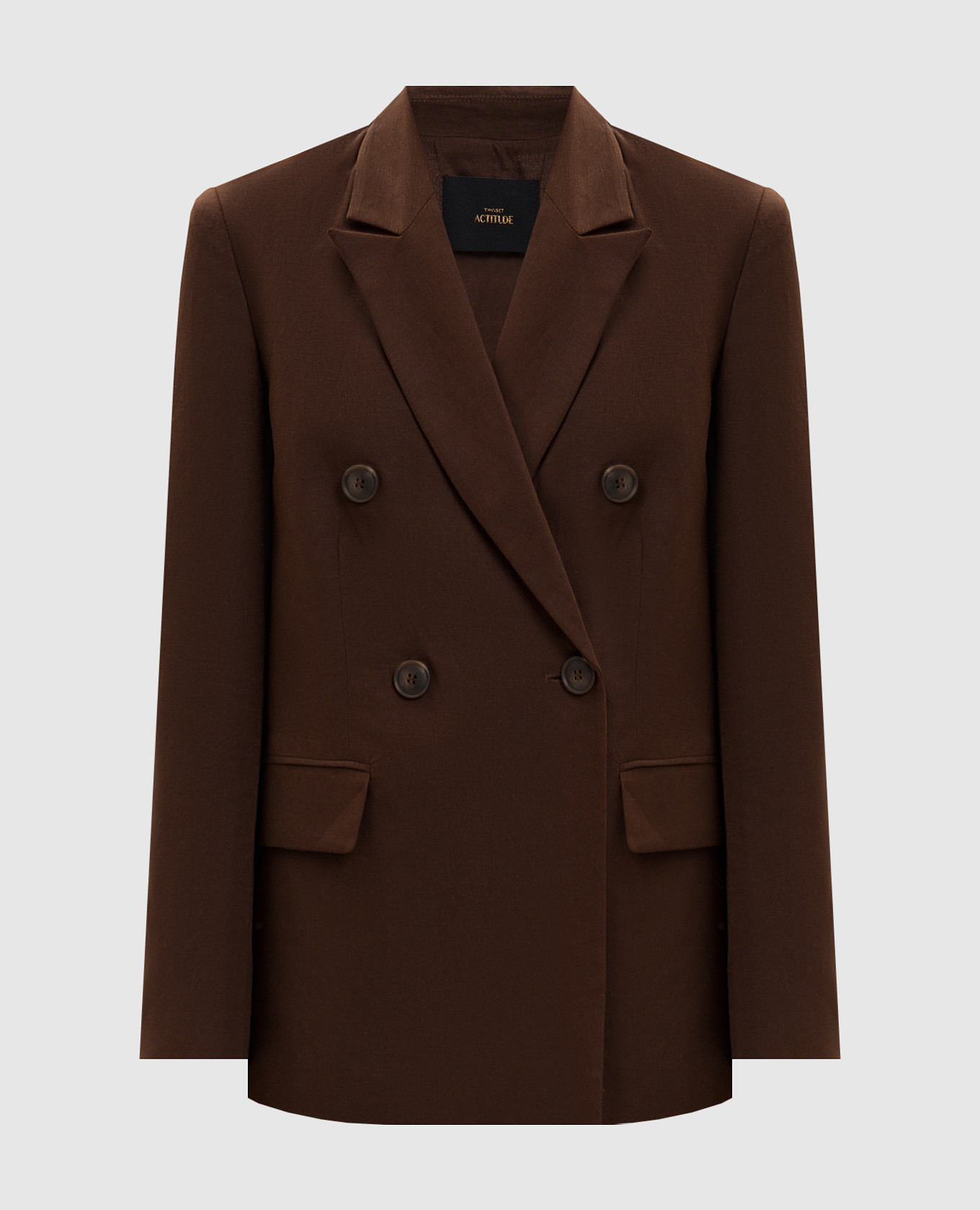 Brown double-breasted jacket with linen Twinset
Brown double-breasted jacket with linen Twinset