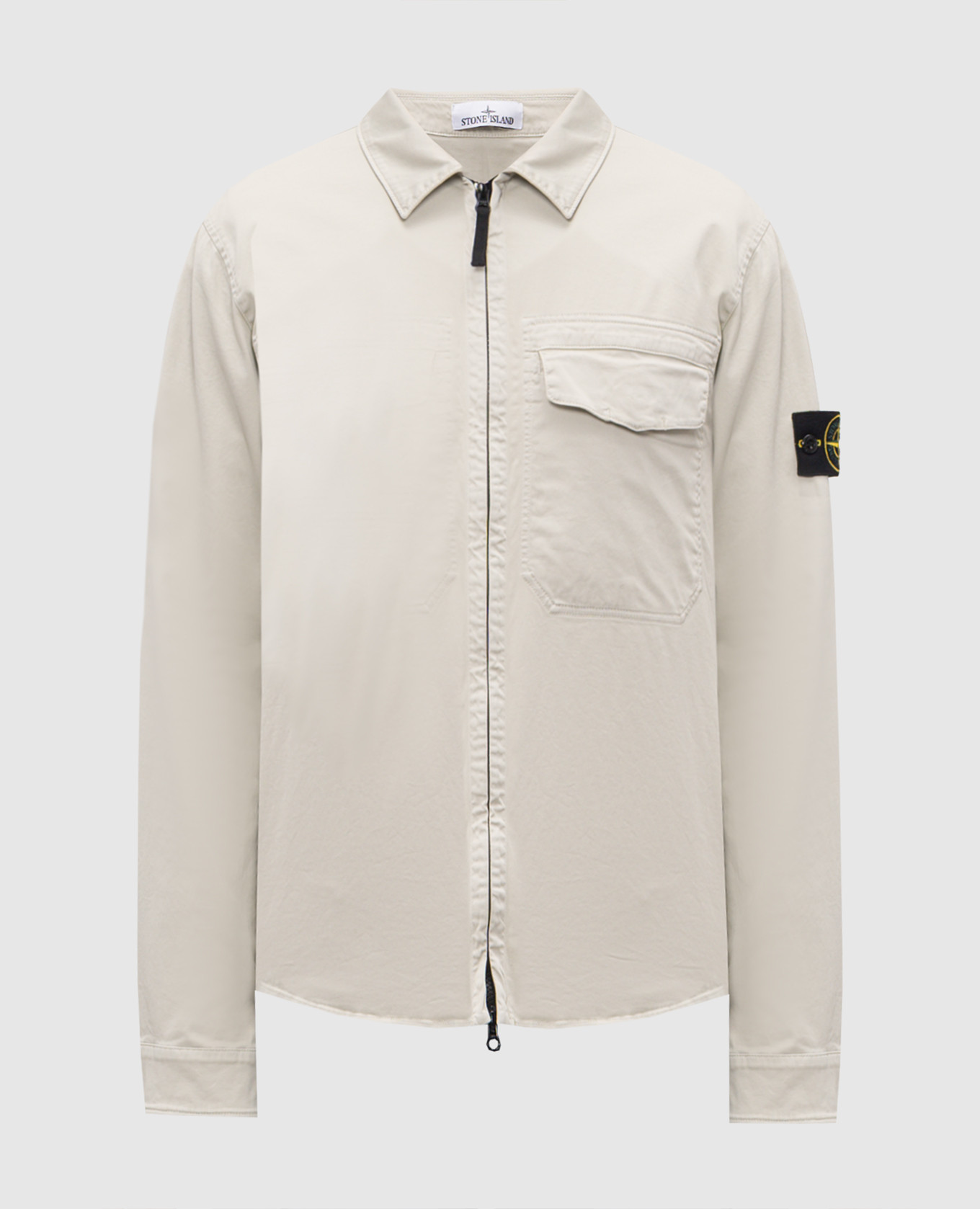 Gray zip-up shirt with logo patch Stone Island, Grey
Gray zip-up shirt with logo patch Stone Island, Grey