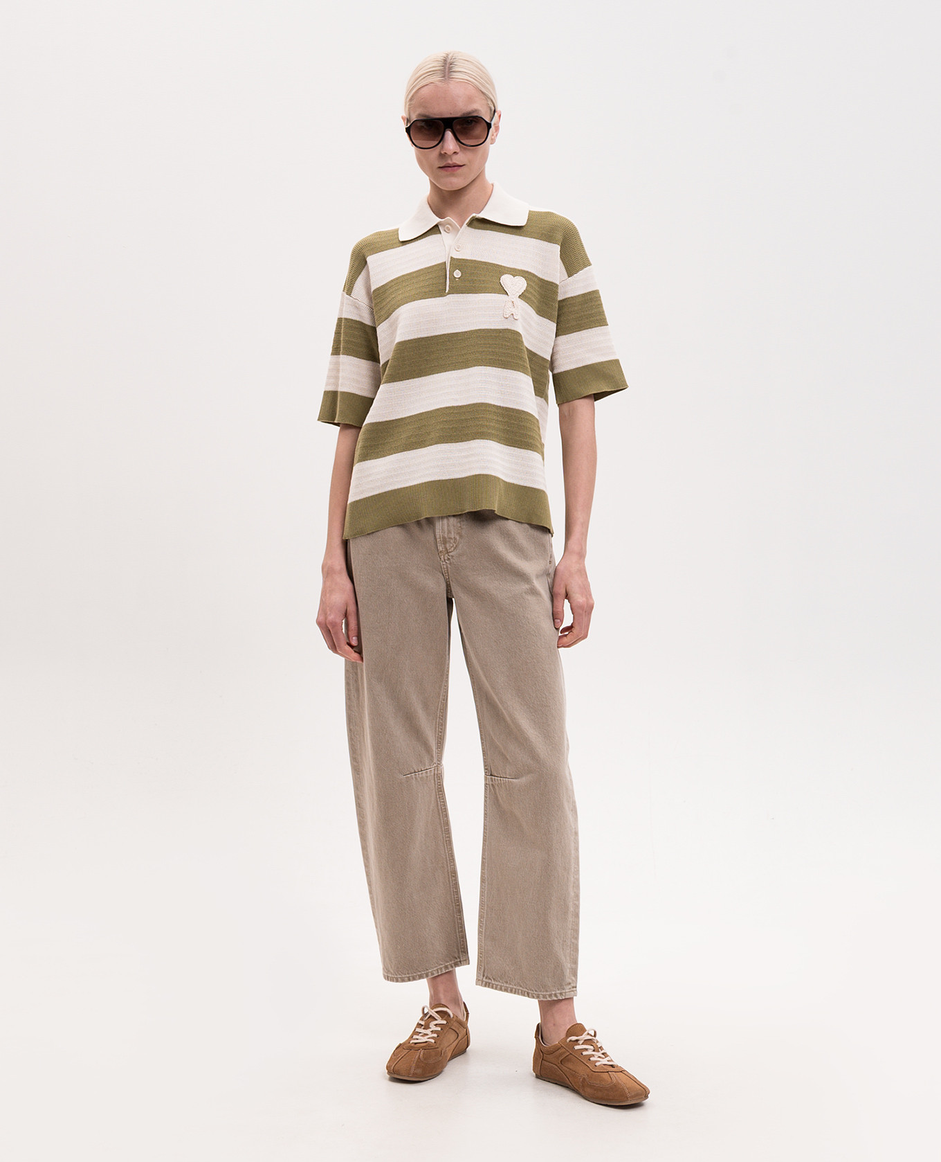Green striped polo with patch Ami Paris
Green striped polo with patch Ami Paris