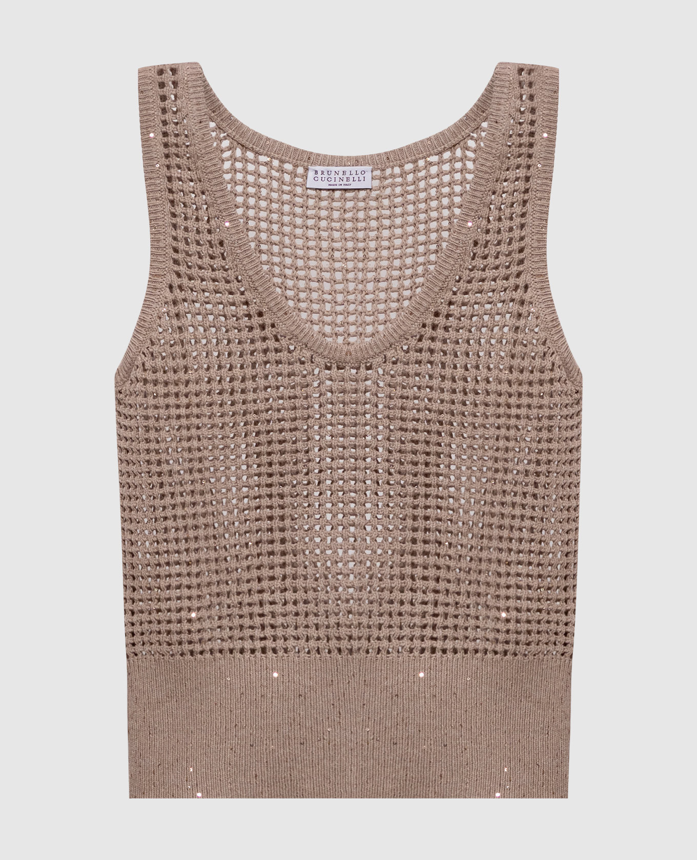 Beige openwork top with sequins Brunello Cucinelli
Beige openwork top with sequins Brunello Cucinelli