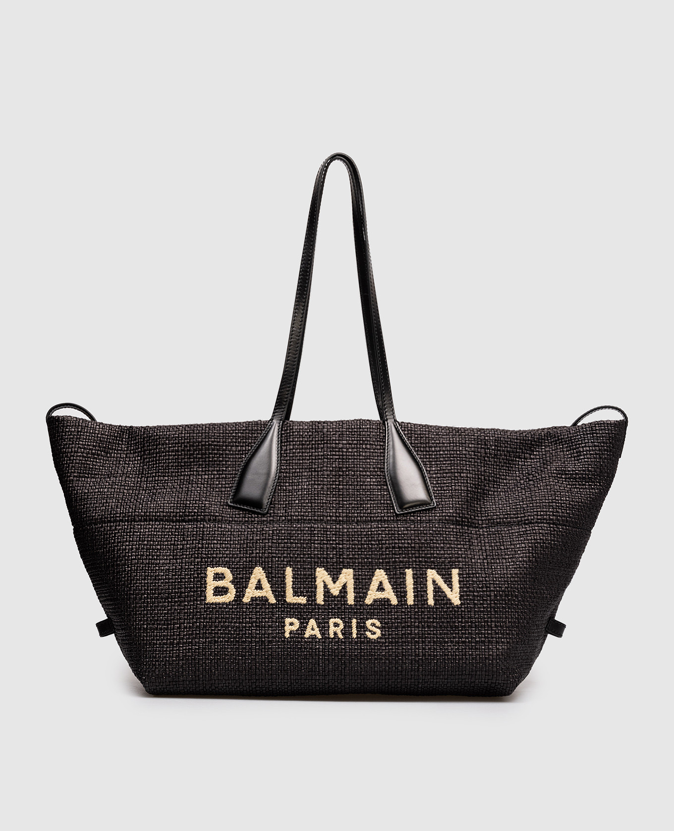 Black woven raffia tote bag with logo Balmain
Black woven raffia tote bag with logo Balmain