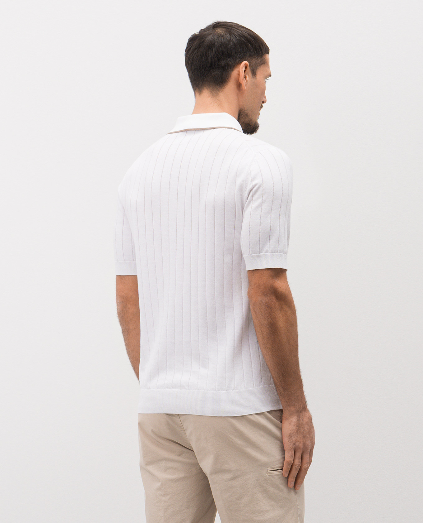 White ribbed cotton polo shirt Peserico
White ribbed cotton polo shirt Peserico