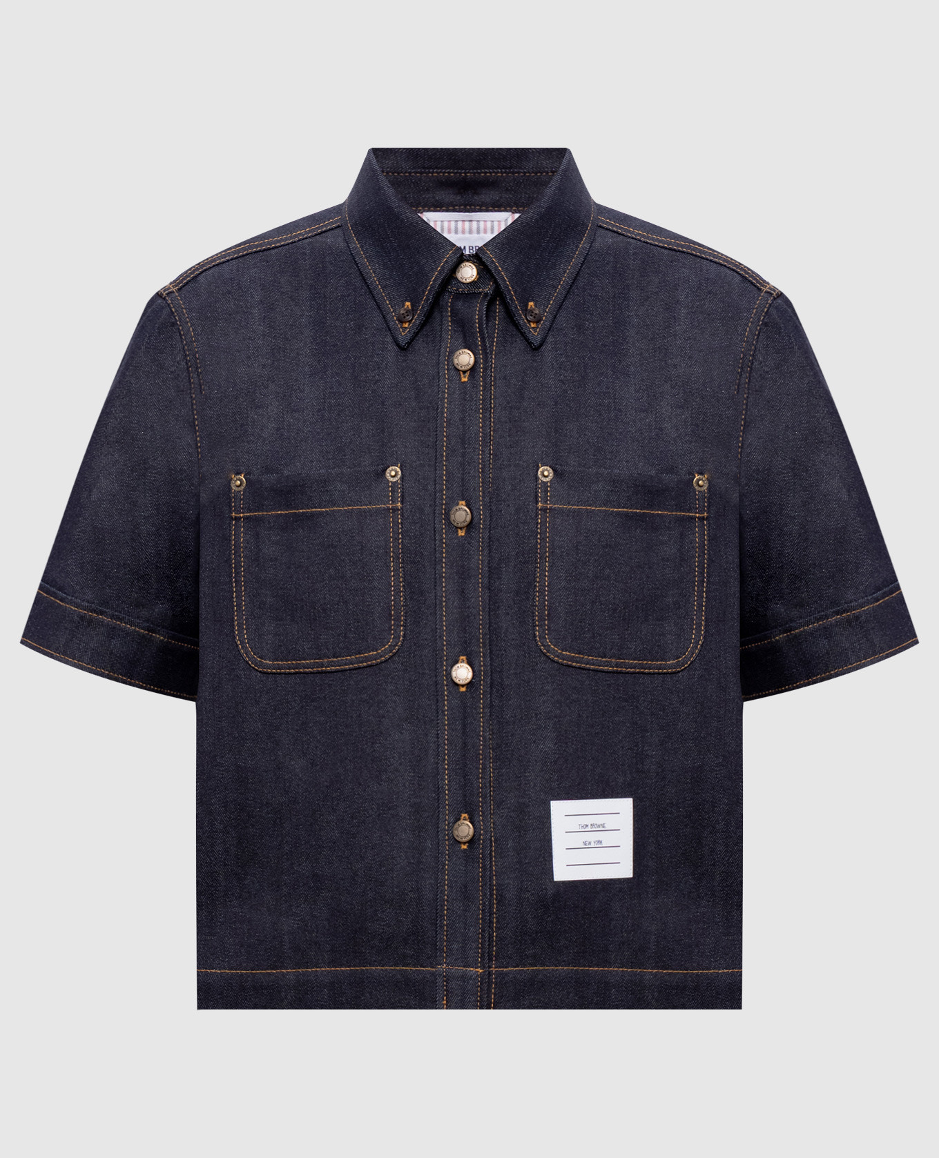 Blue denim shirt with logo patch Thom Browne
Blue denim shirt with logo patch Thom Browne