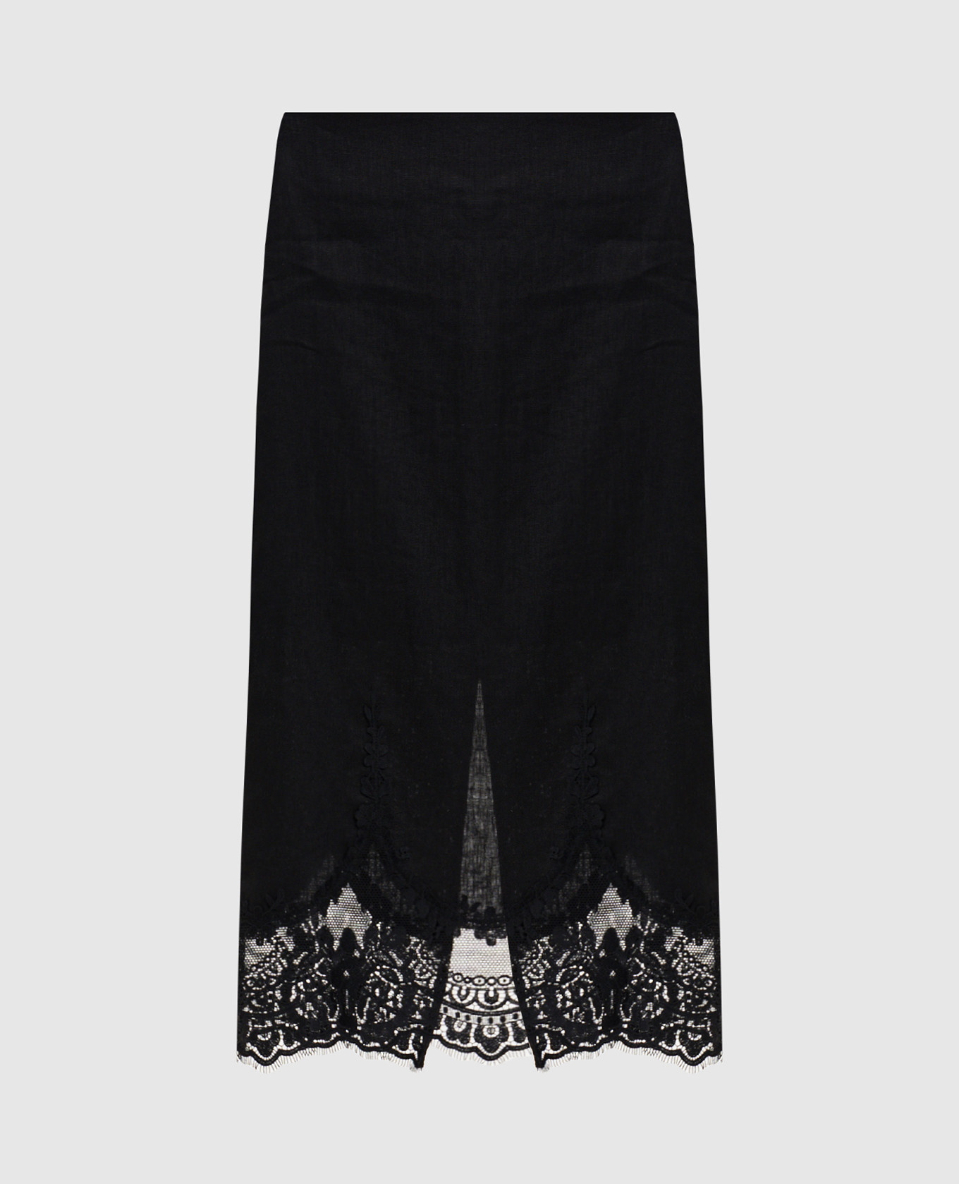 Black linen midi skirt with lace Twinset
Black linen midi skirt with lace Twinset