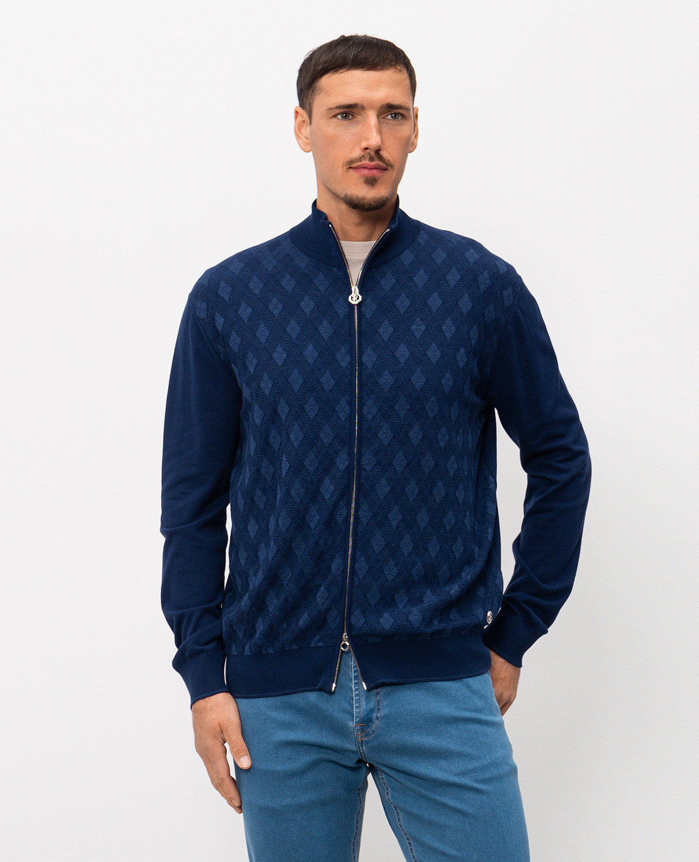 Blue cardigan with patterned silk Stefano Ricci
Blue cardigan with patterned silk Stefano Ricci