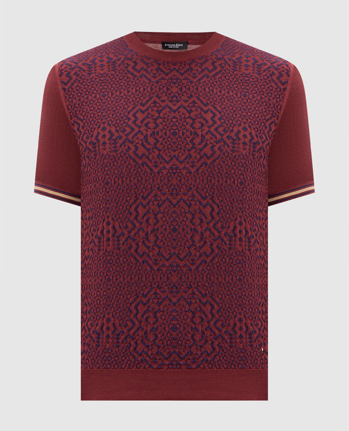 Burgundy T-shirt with patterned silk Stefano Ricci
Burgundy T-shirt with patterned silk Stefano Ricci