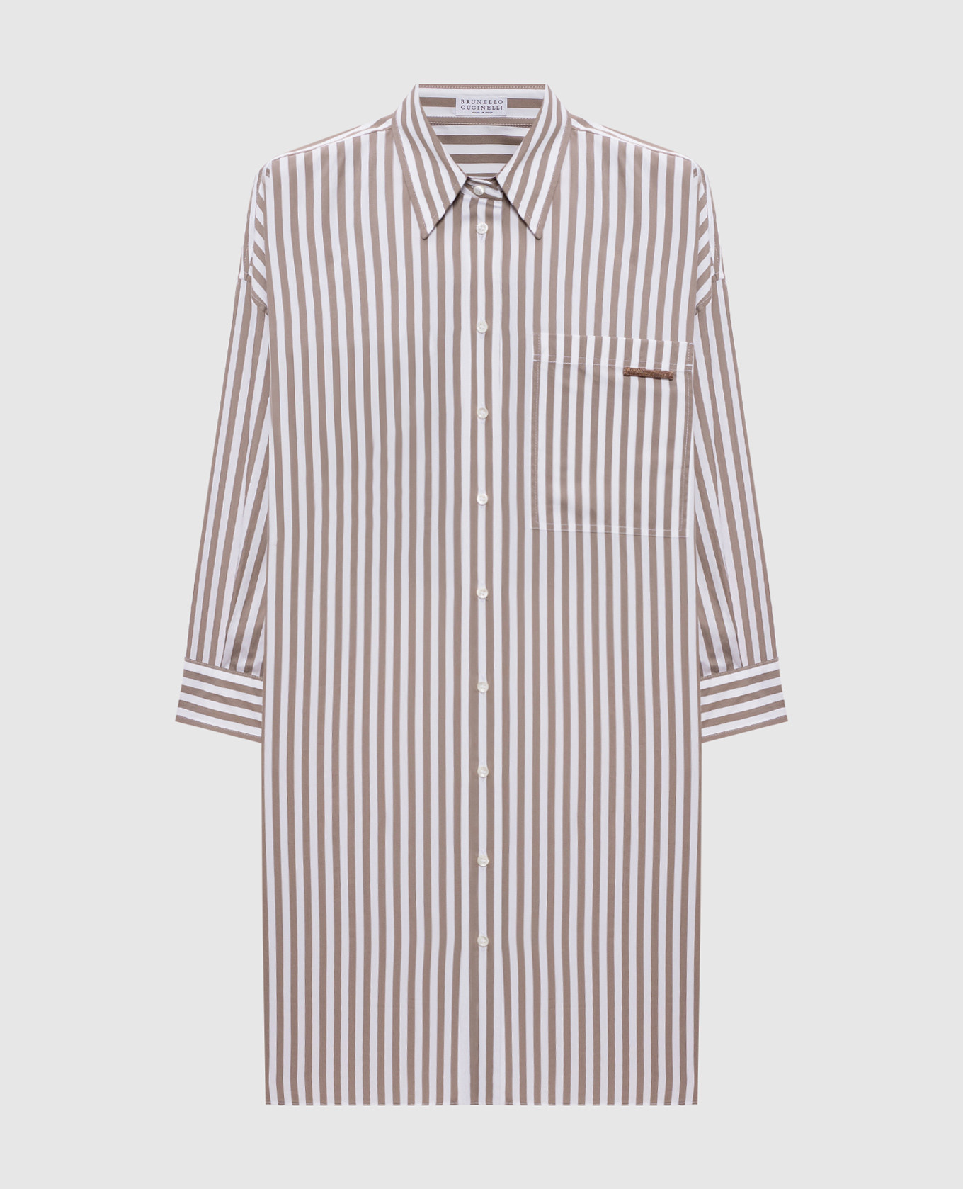 Brown elongated shirt with striped silk Brunello Cucinelli
Brown elongated shirt with striped silk Brunello Cucinelli