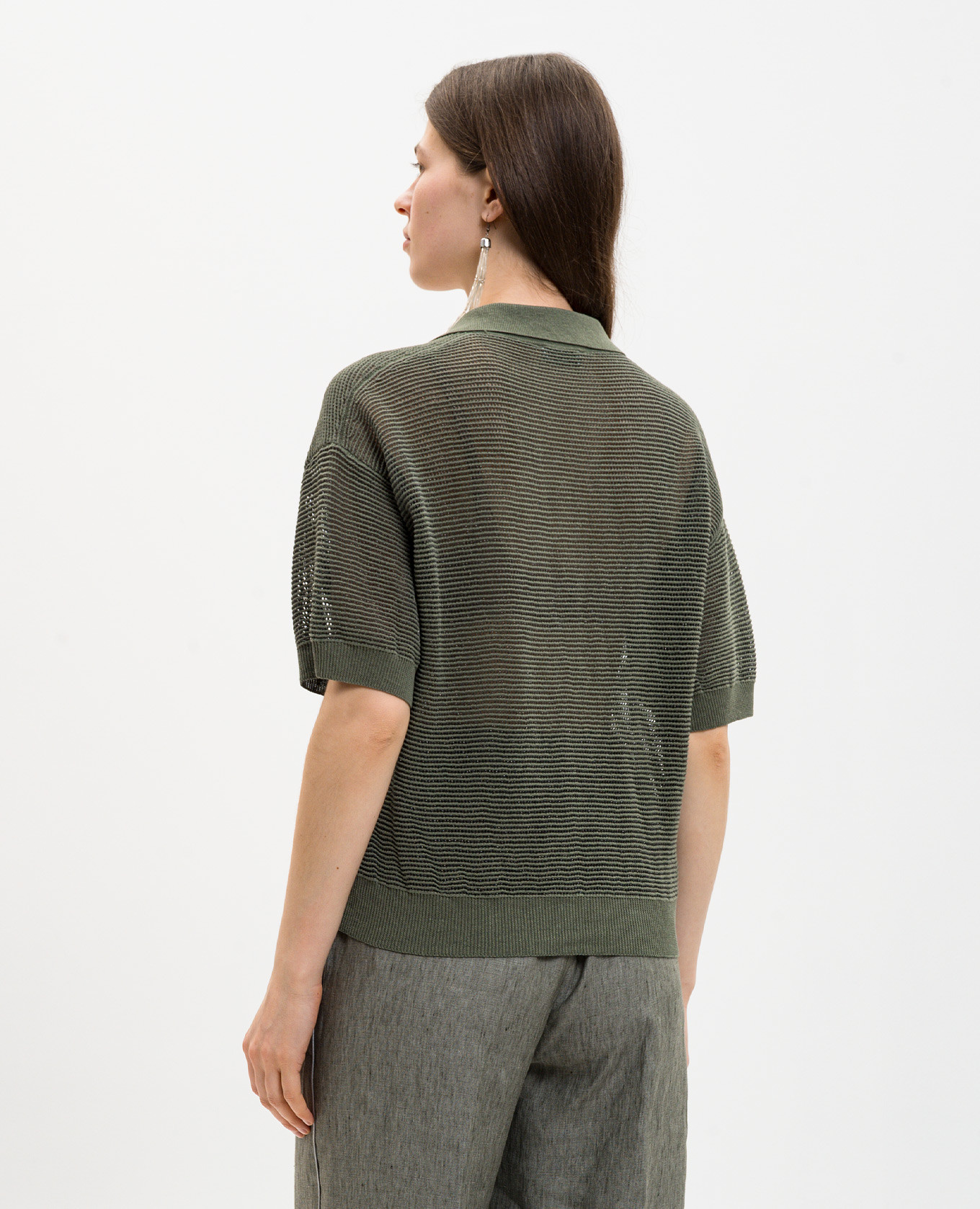 Green top with polo collar Peserico
Green top with polo collar Peserico