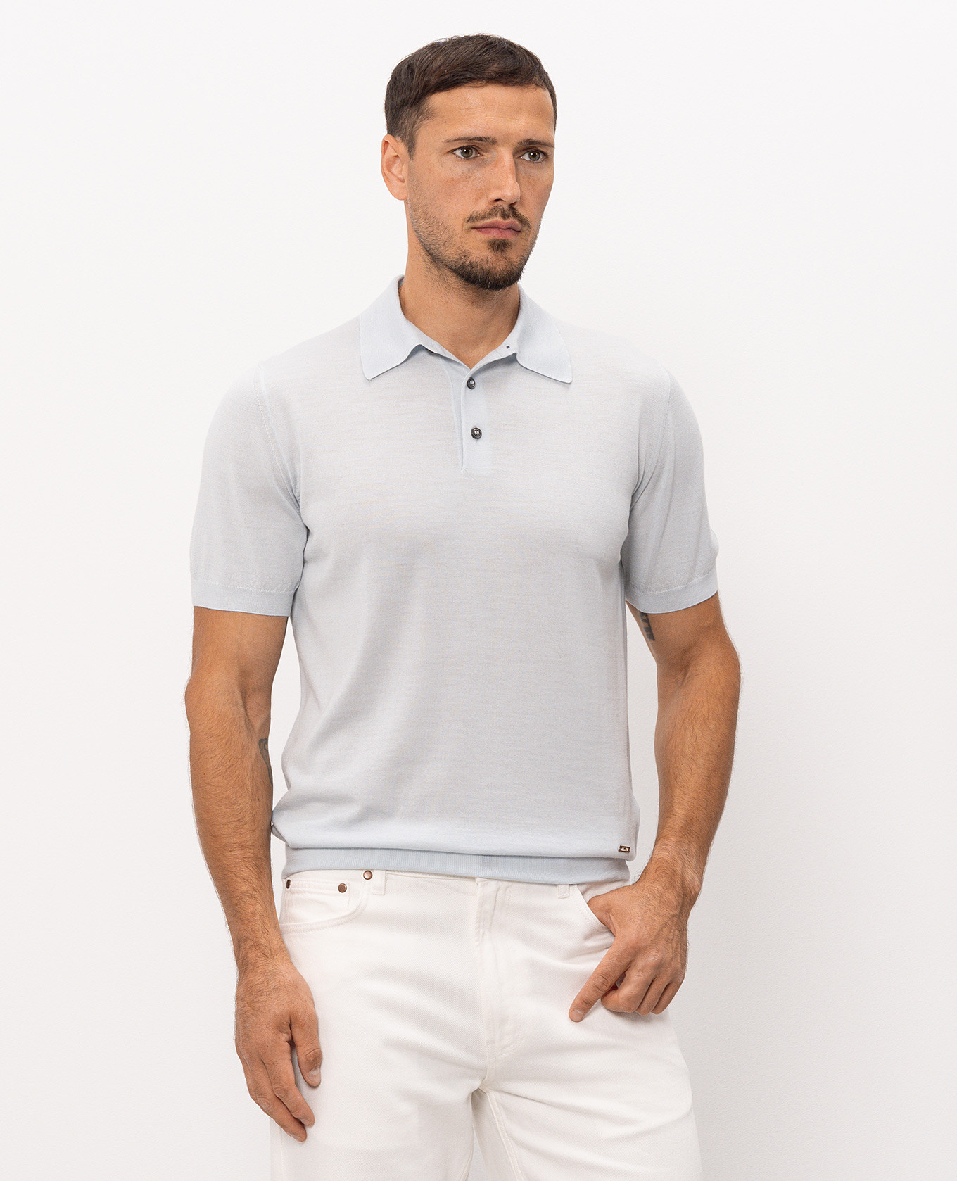 Blue wool polo shirt Enrico Mandelli, Light blue
Blue wool polo shirt Enrico Mandelli, Light blue