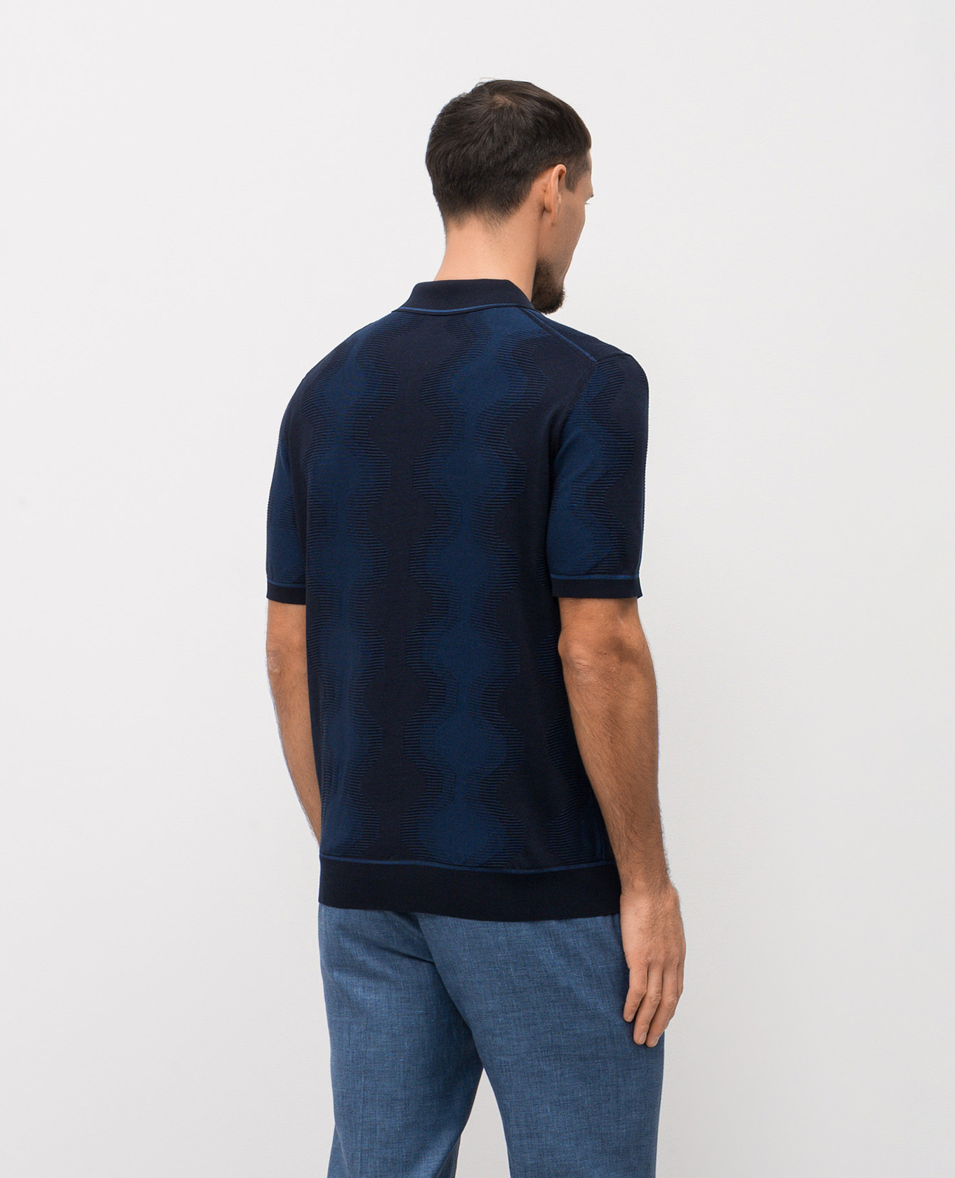 Blue polo shirt with patterned silk Stefano Ricci
Blue polo shirt with patterned silk Stefano Ricci